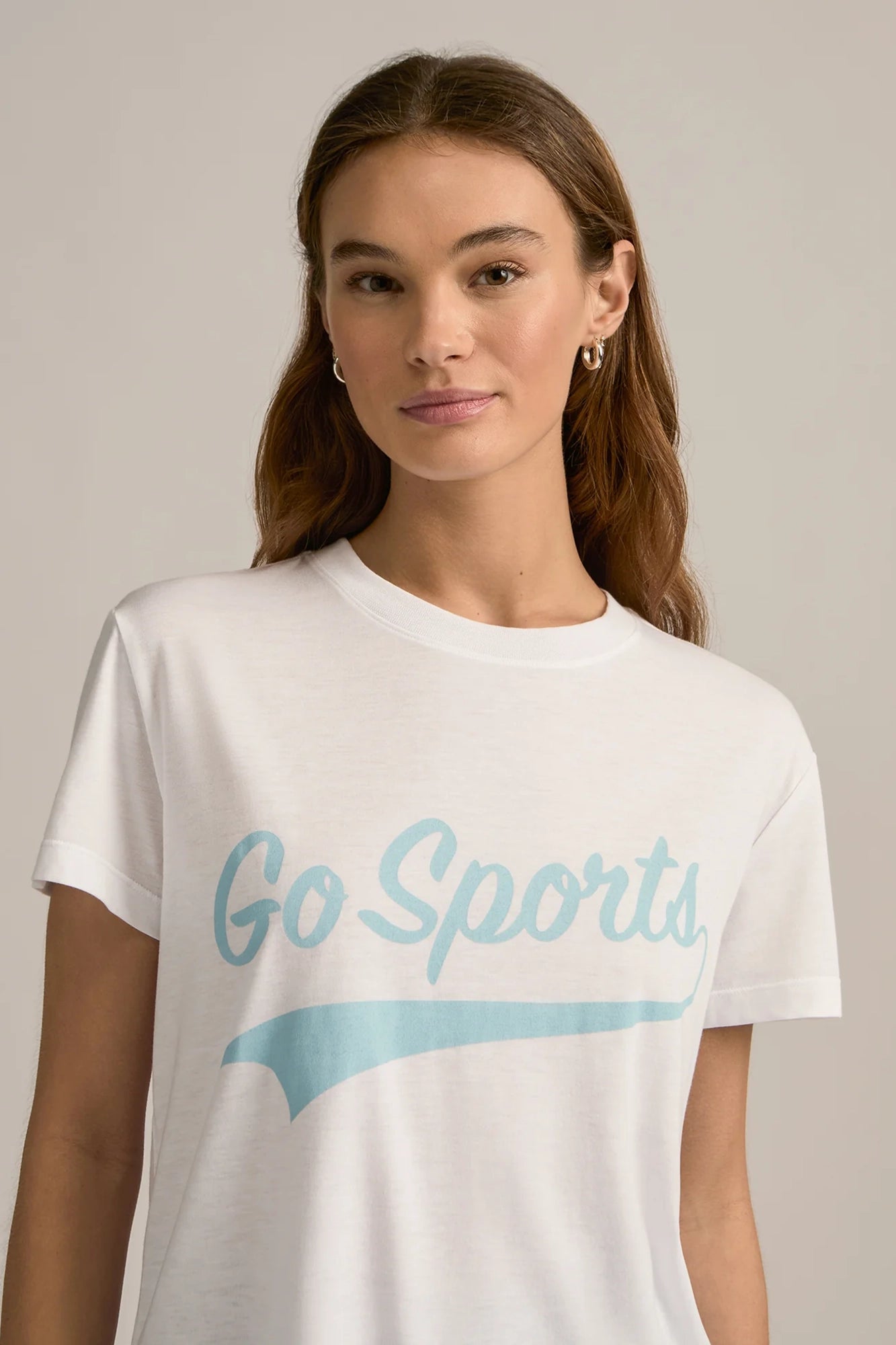 Go Sports Tee White w/Baby Blue