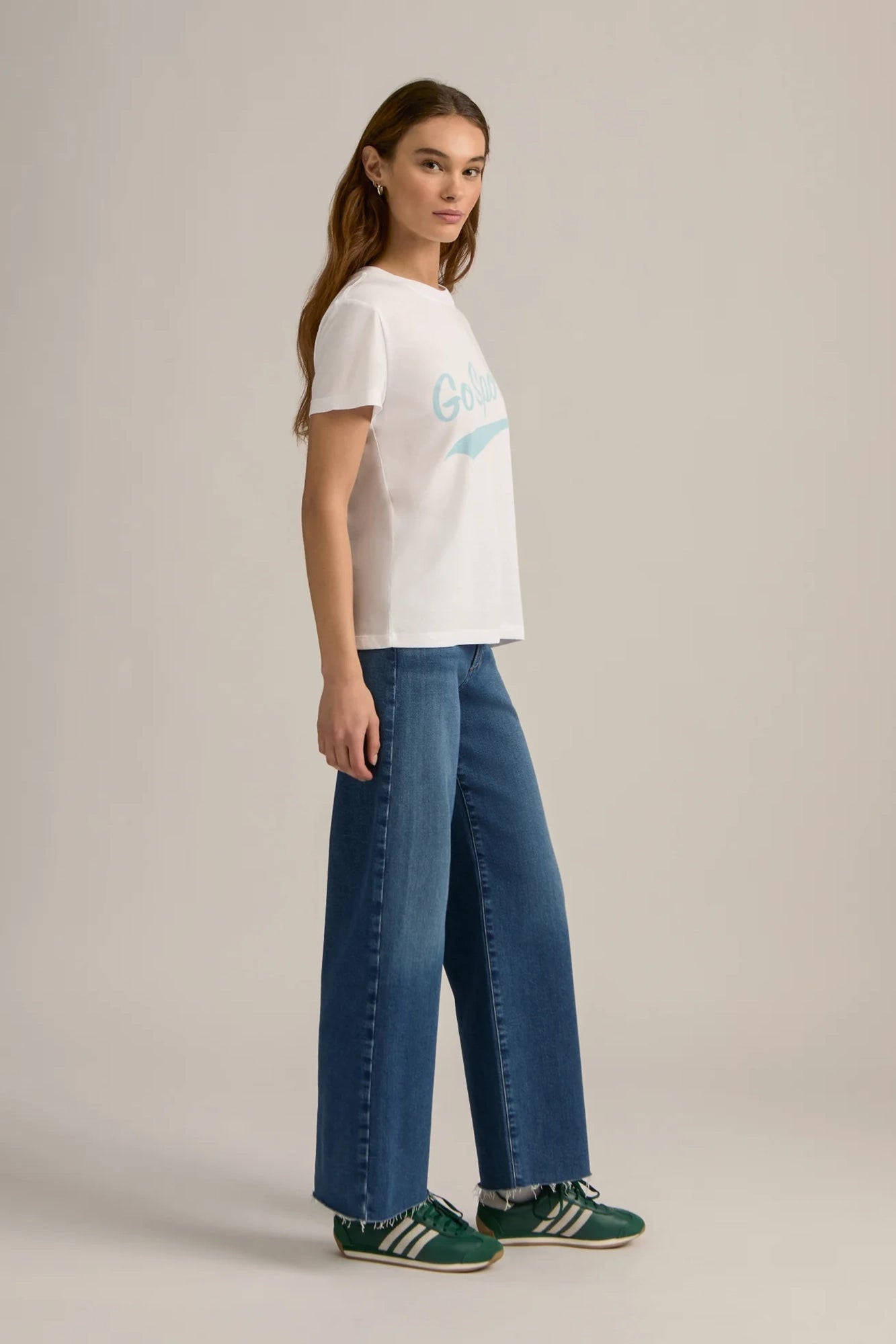 Go Sports Tee White w/Baby Blue