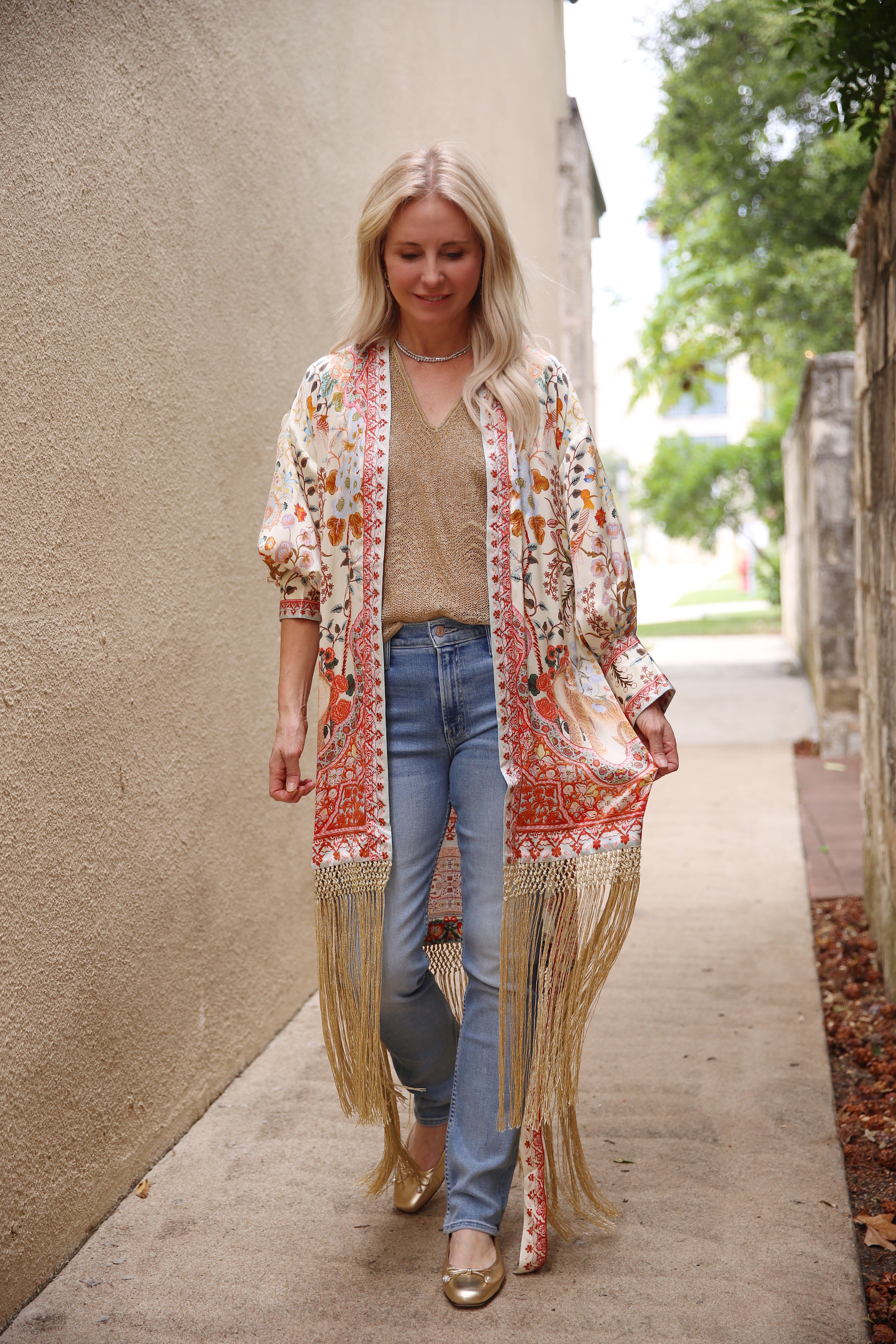High Low Hem Layer With Cuff Silk Kimono In Honour Of Heirlooms