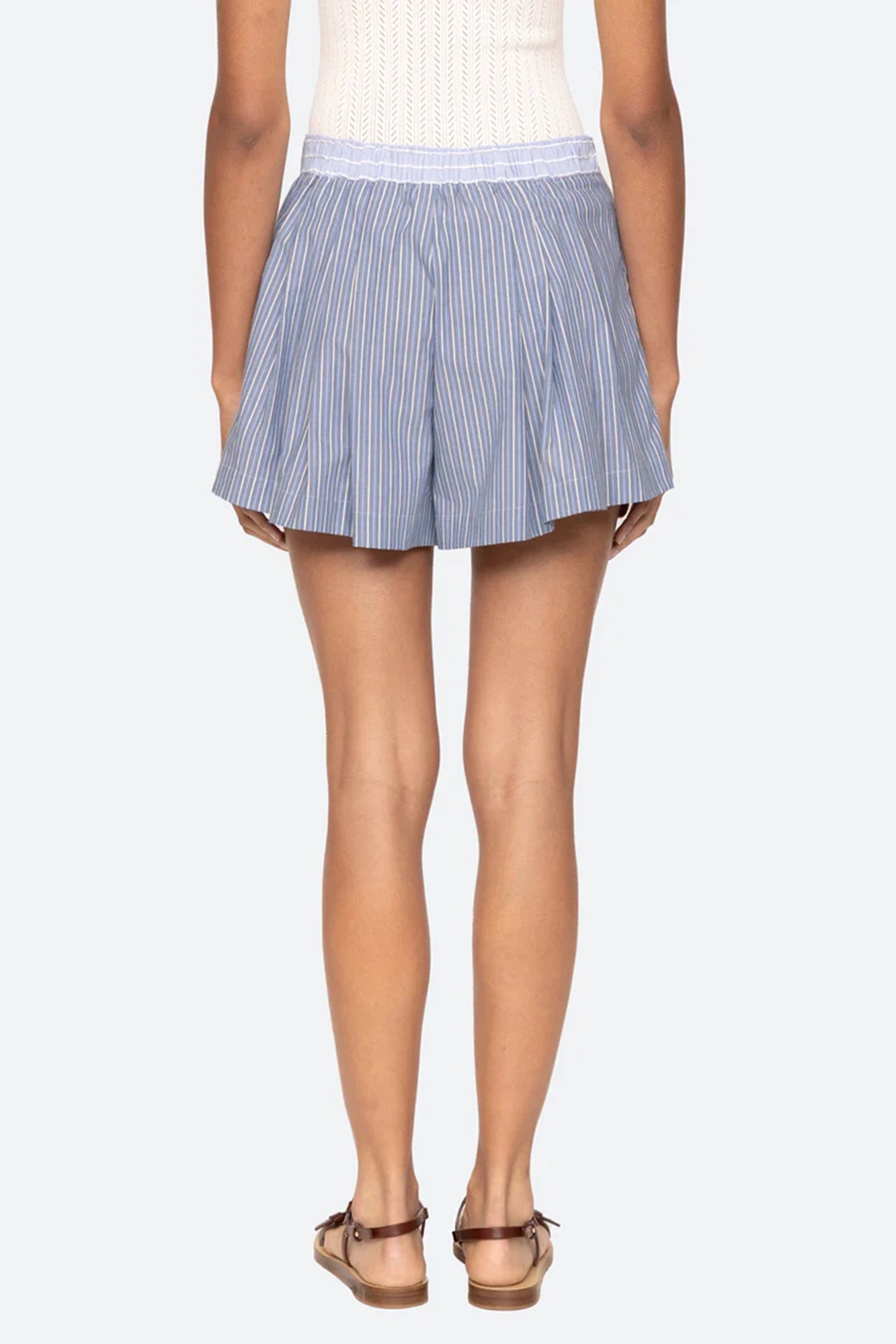Helmi Striped Shirting Pleat Short