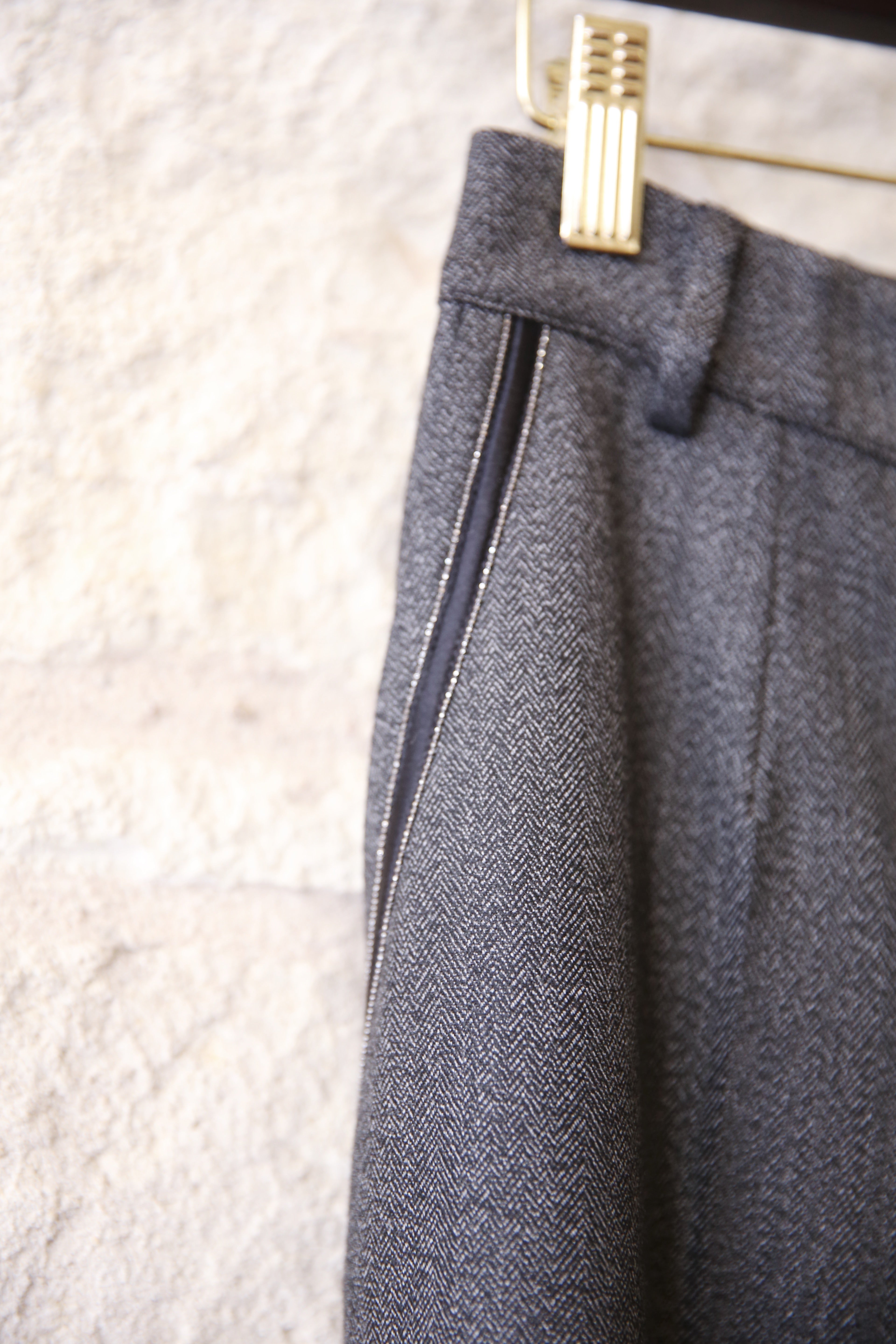 Herringbone Trouser With Detailed Pocket