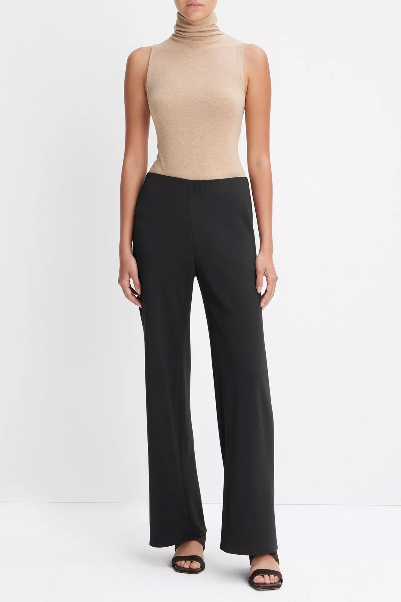 High-Waist Crepe Bias Pant Black