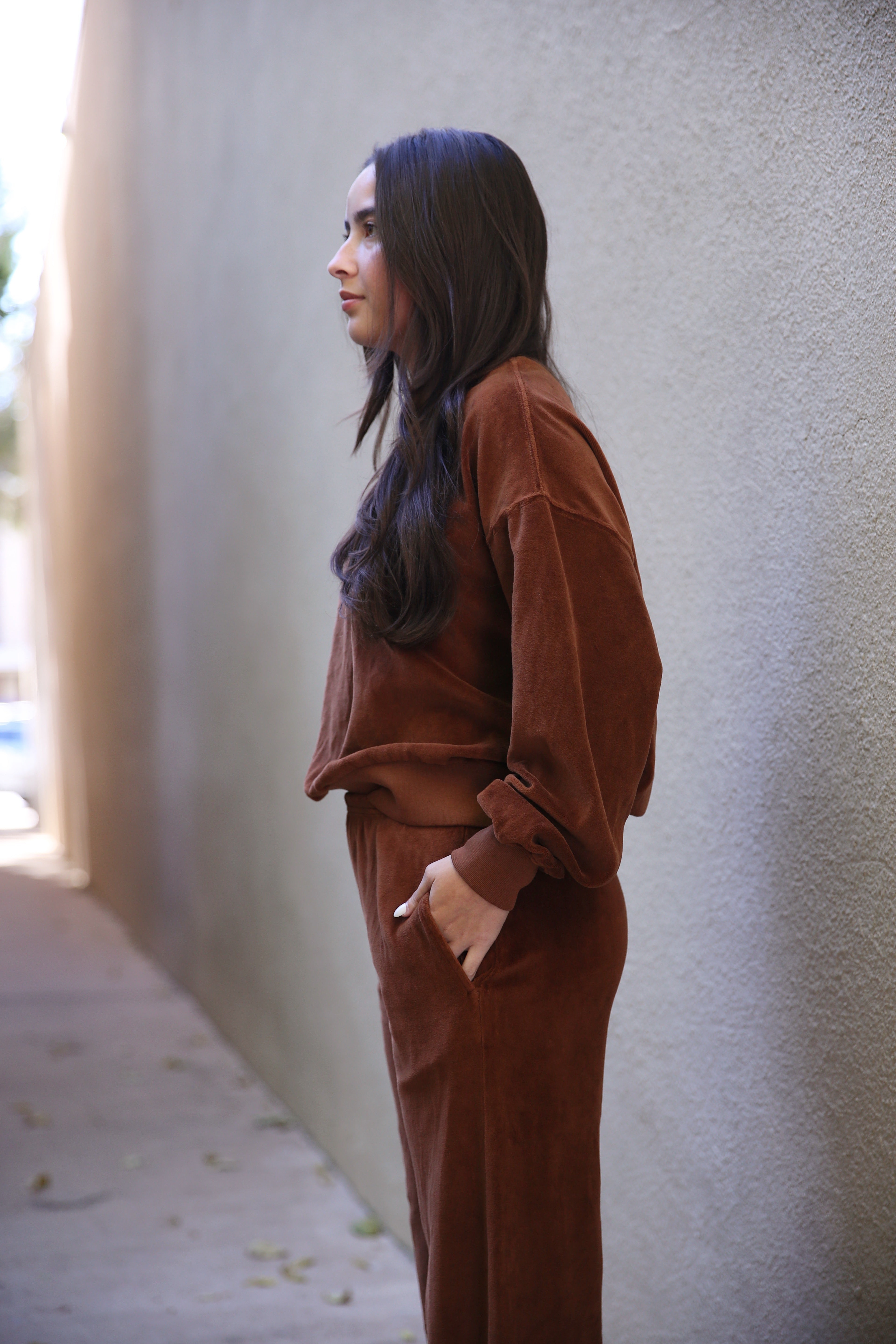 Huxley Velour Sweatshirt Brown Sugar