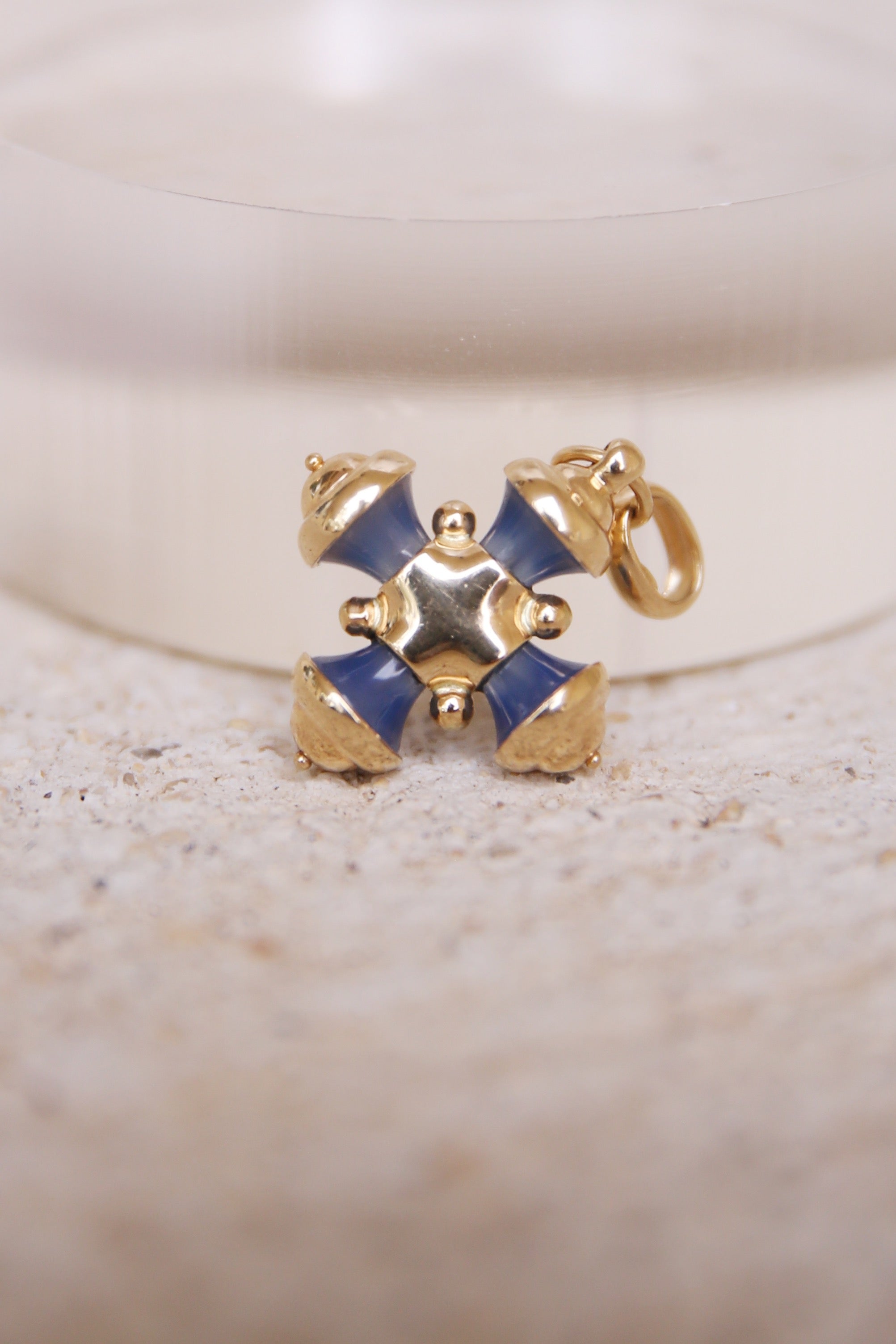 Italian Pendant Pearl & Blue Stone 14K YG