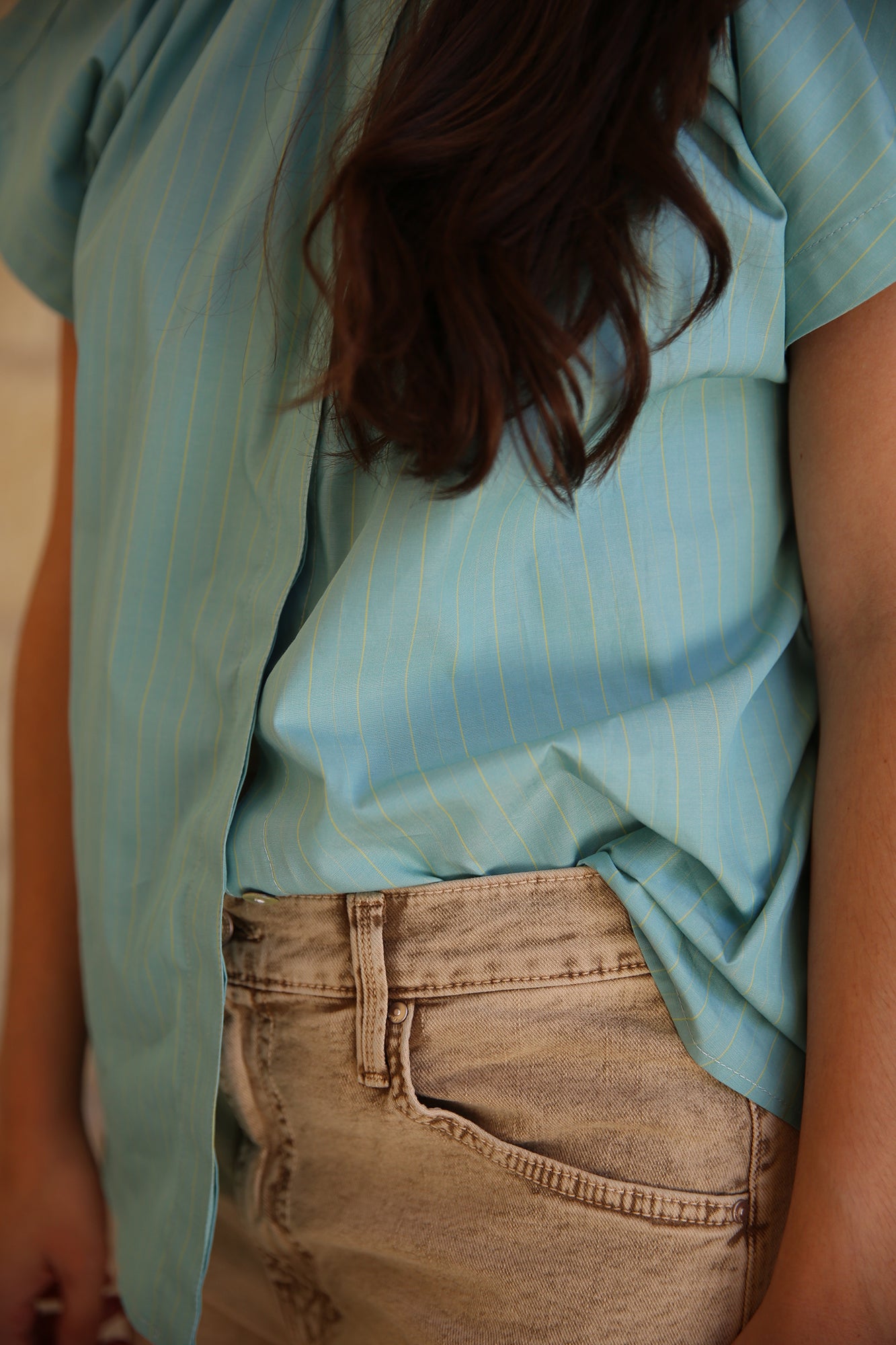 Jenny Top Chalk Stripe Turquoise