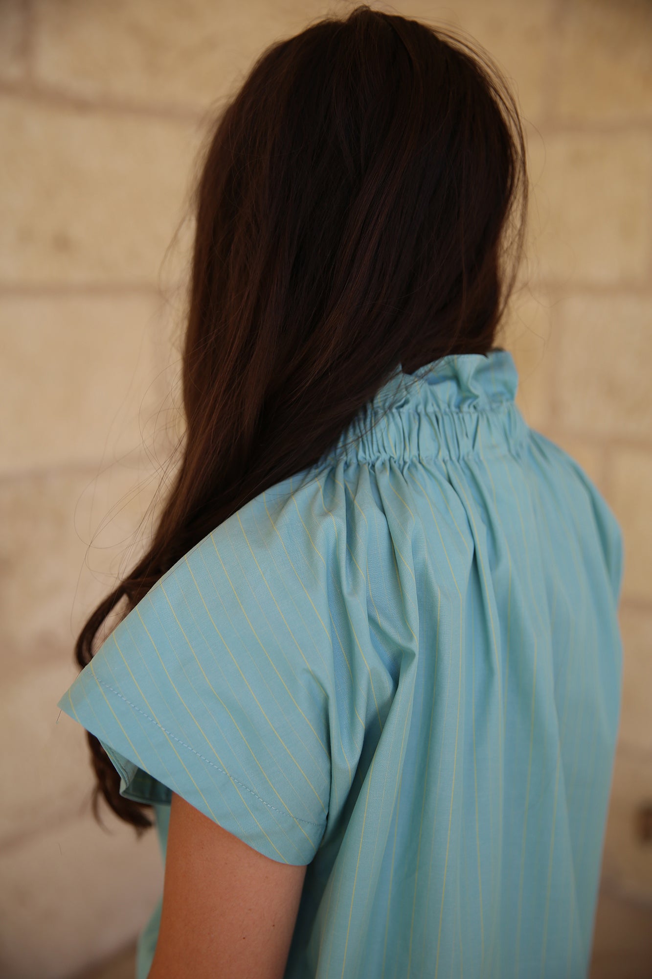 Jenny Top Chalk Stripe Turquoise
