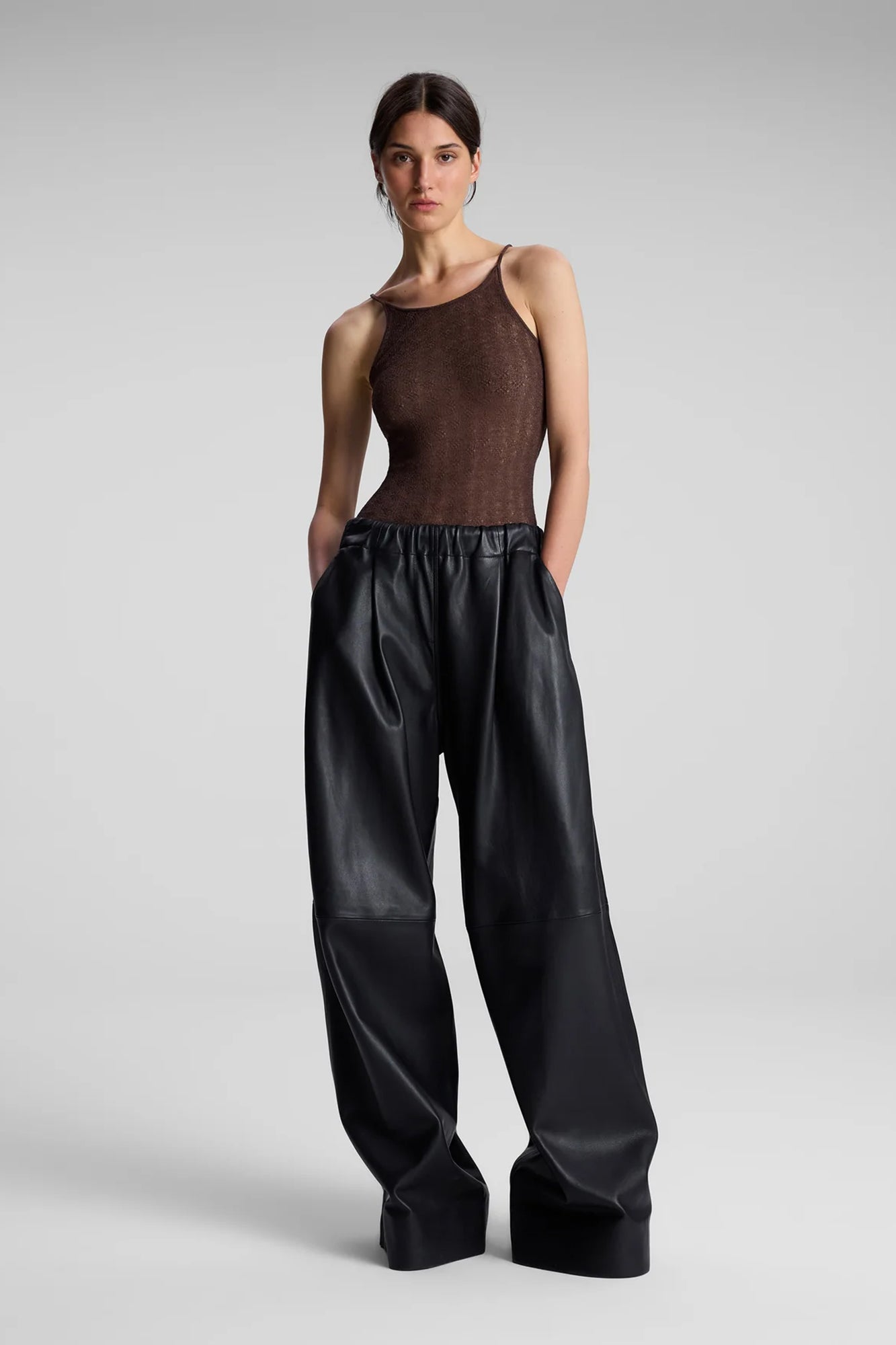 Jones Leather Wide Leg Pant Black