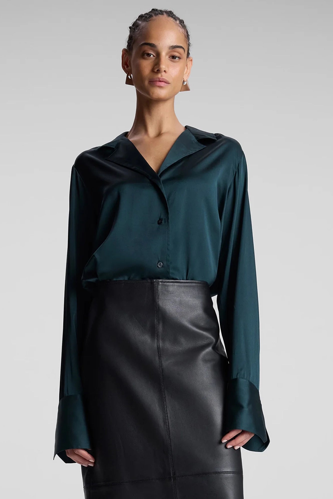 Kass Stretch Silk Top Forest