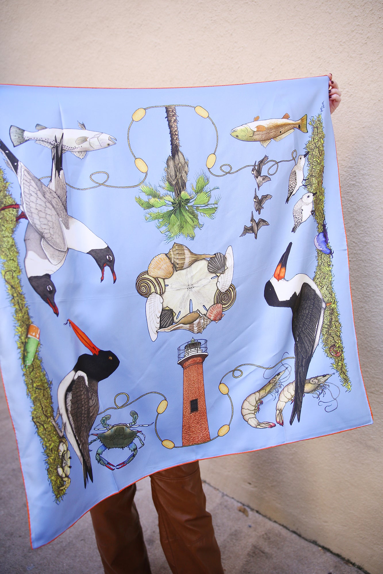Kingfisher Gulf Coast Silk Scarf 36x36"