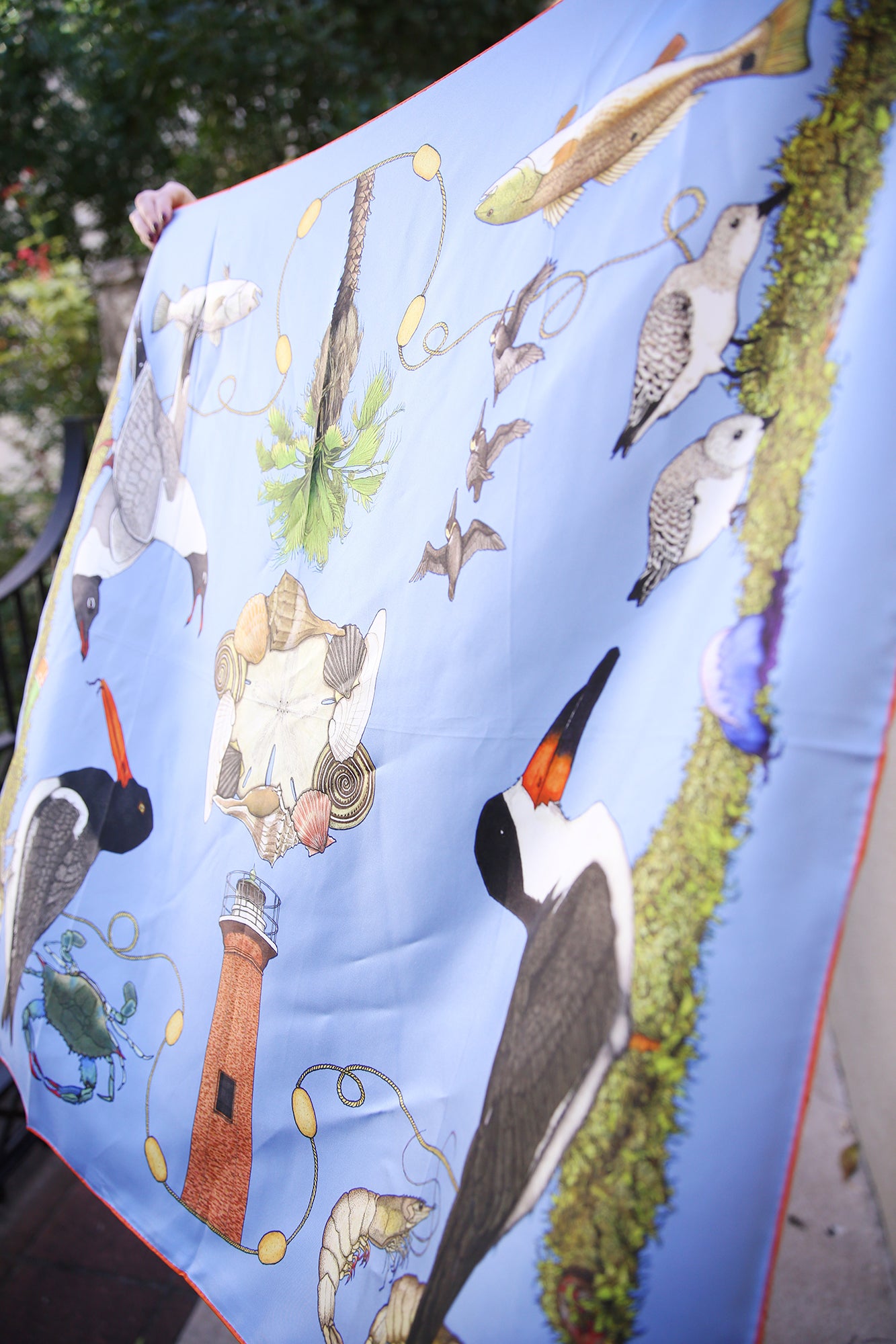 Kingfisher Gulf Coast Silk Scarf 36x36"