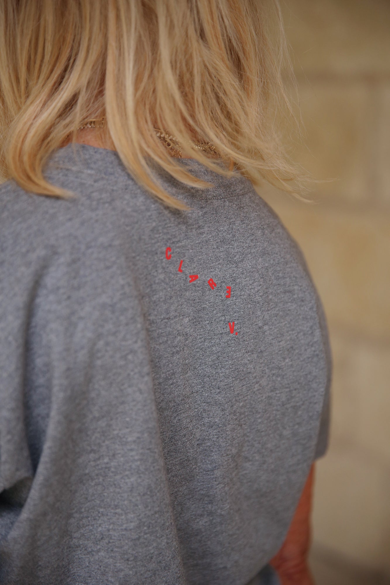 Le Carré Tee Grey Melange w/Bright Poppy Oui