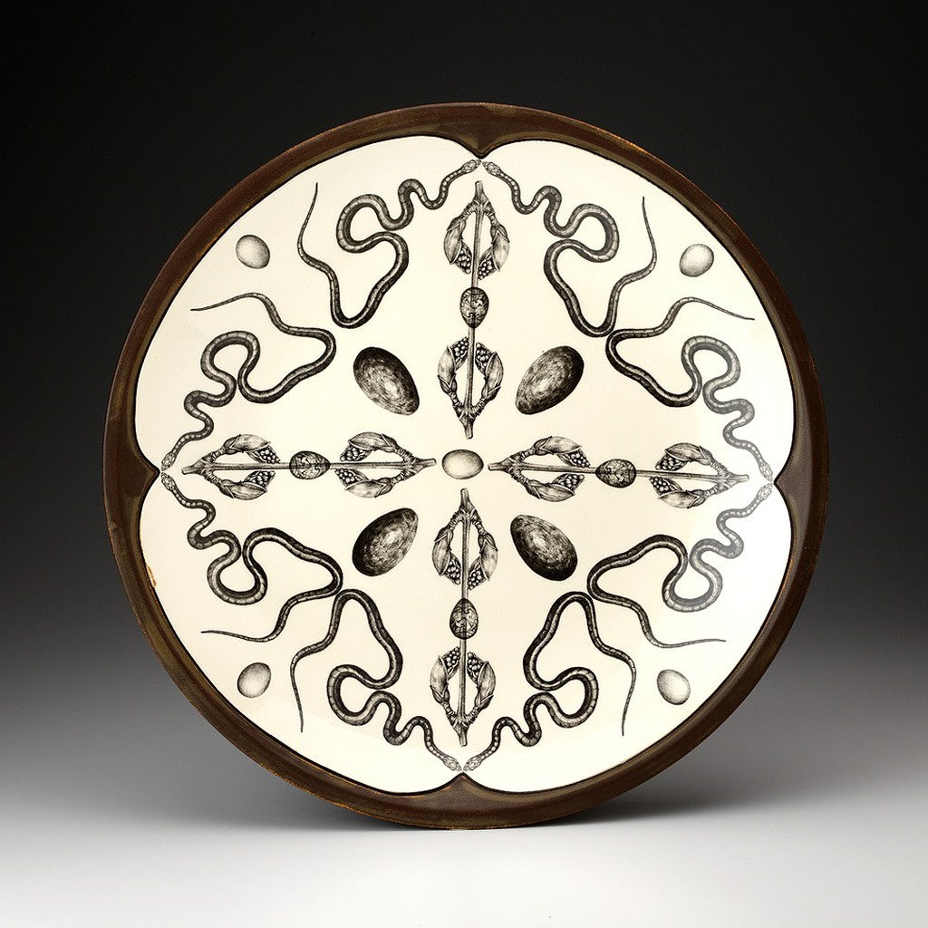 ZINDEL Large Round Platter Texas Rat Snake - Brown