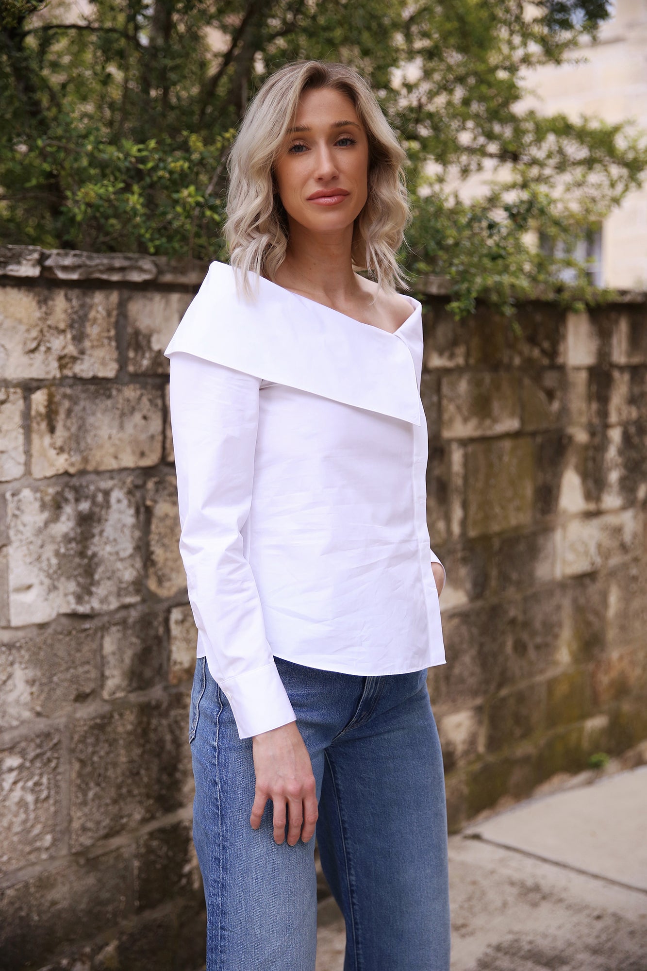 Organic Cotton Poplin Portrait Collar Shirt