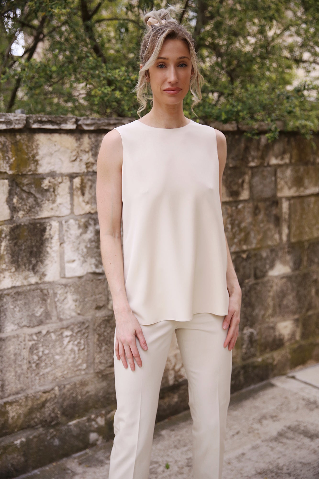 Silk Crepe De Chine Sleeveless Adela Blouse