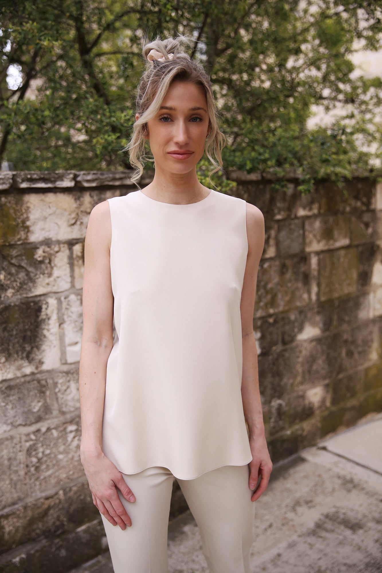 Silk Crepe De Chine Sleeveless Adela Blouse