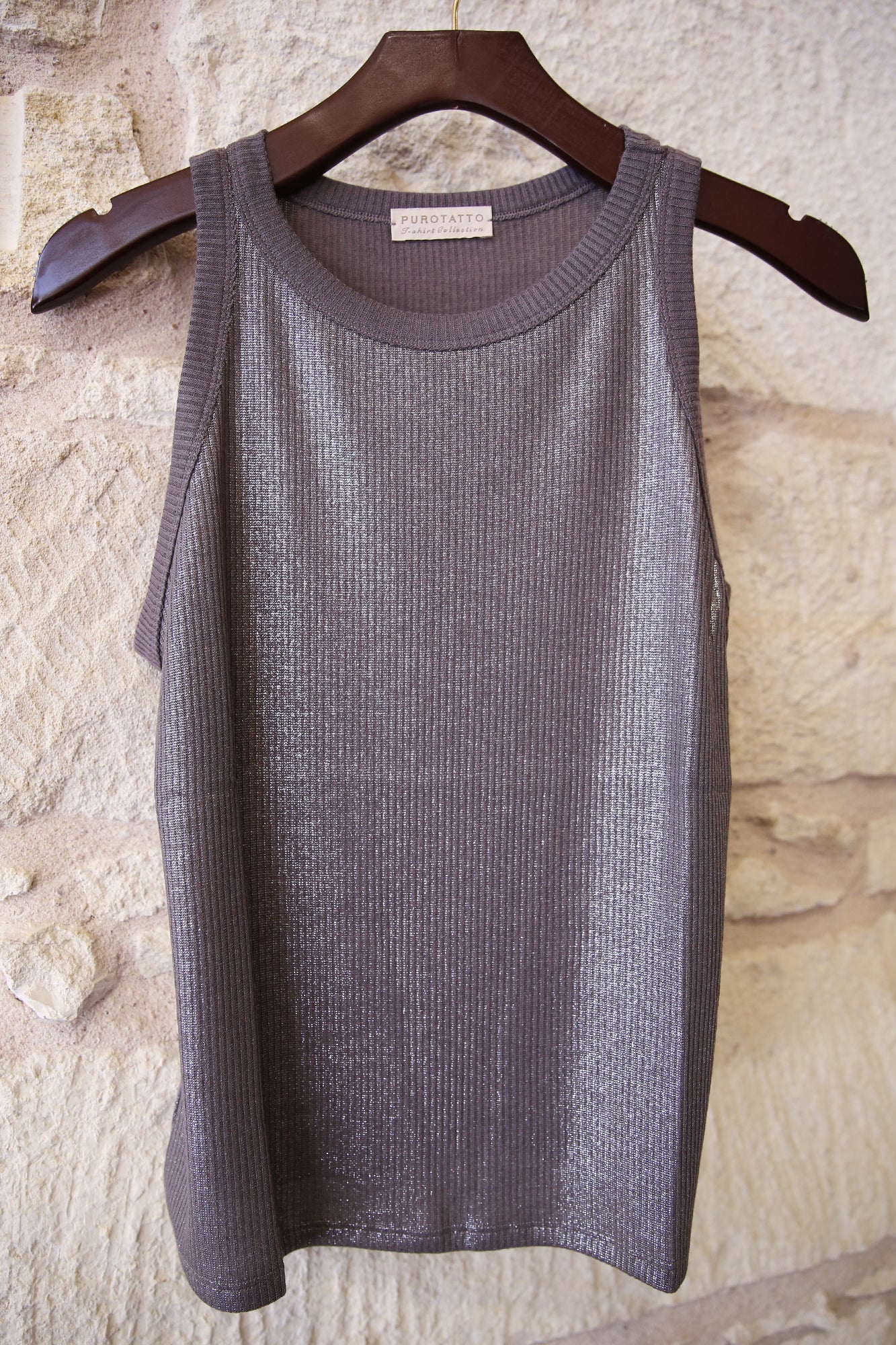Lamé Top Sleeveless T-Shirt