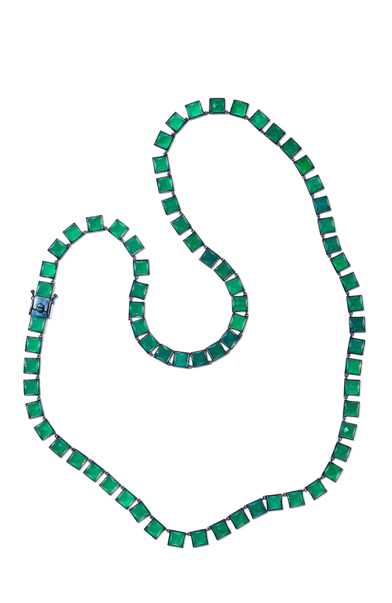 Large Tile Opera Necklace Green Onyx