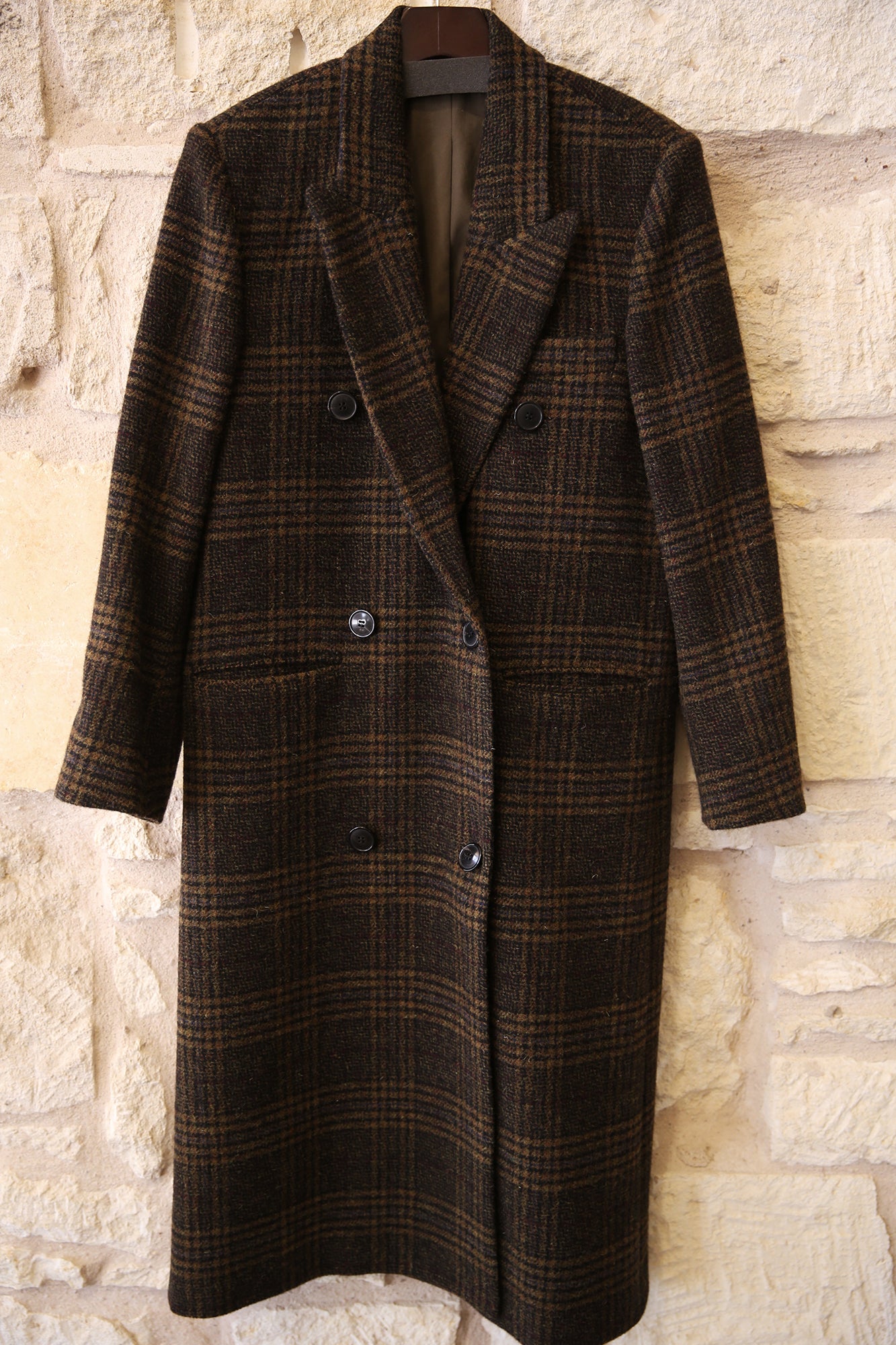 Lexana Long Checkered Wool Coat