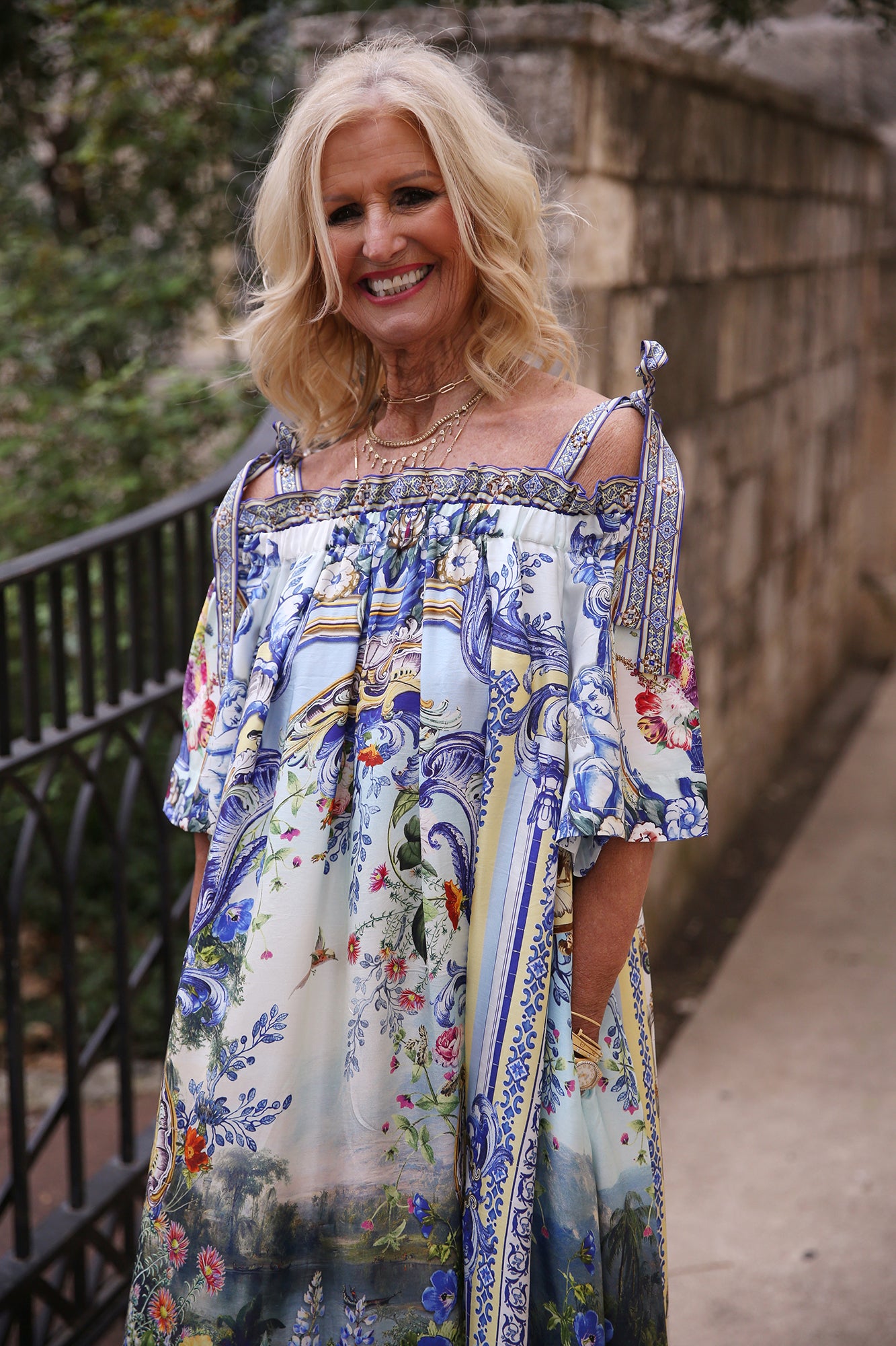 Long Off Shoulder Frill Dress With Straps