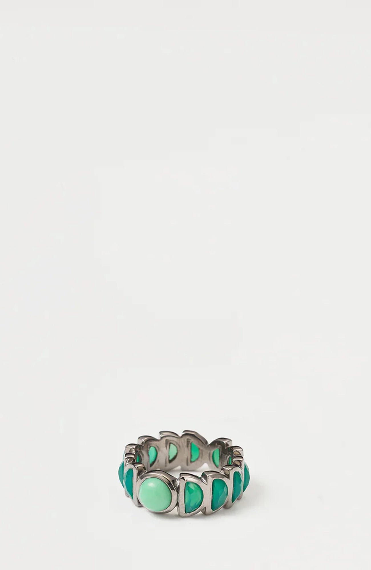 Luna Band Ring Chrysoprase + Green Onyx