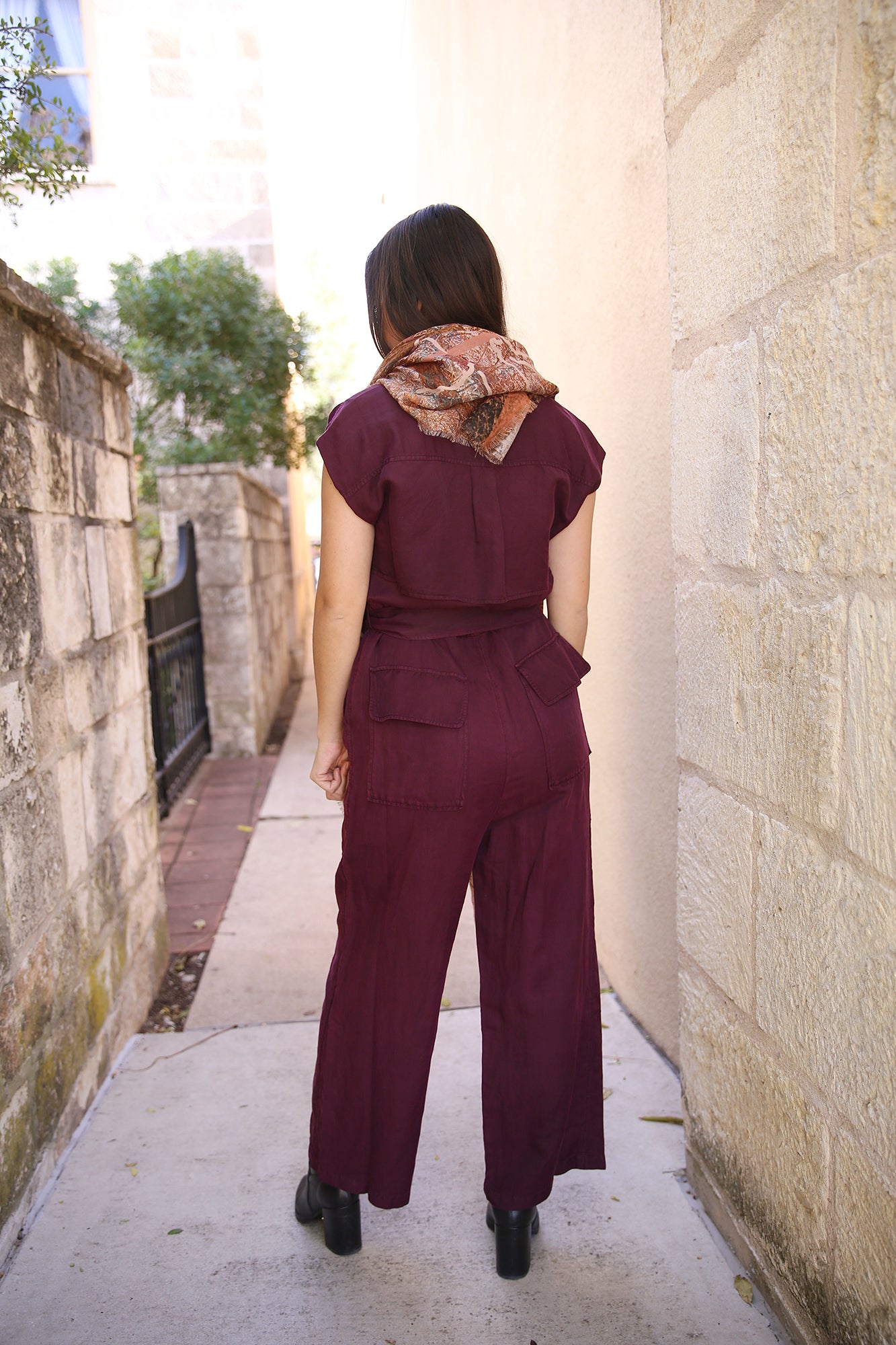 Maxine Short Sleeve Cargo Jumpsuit Fig