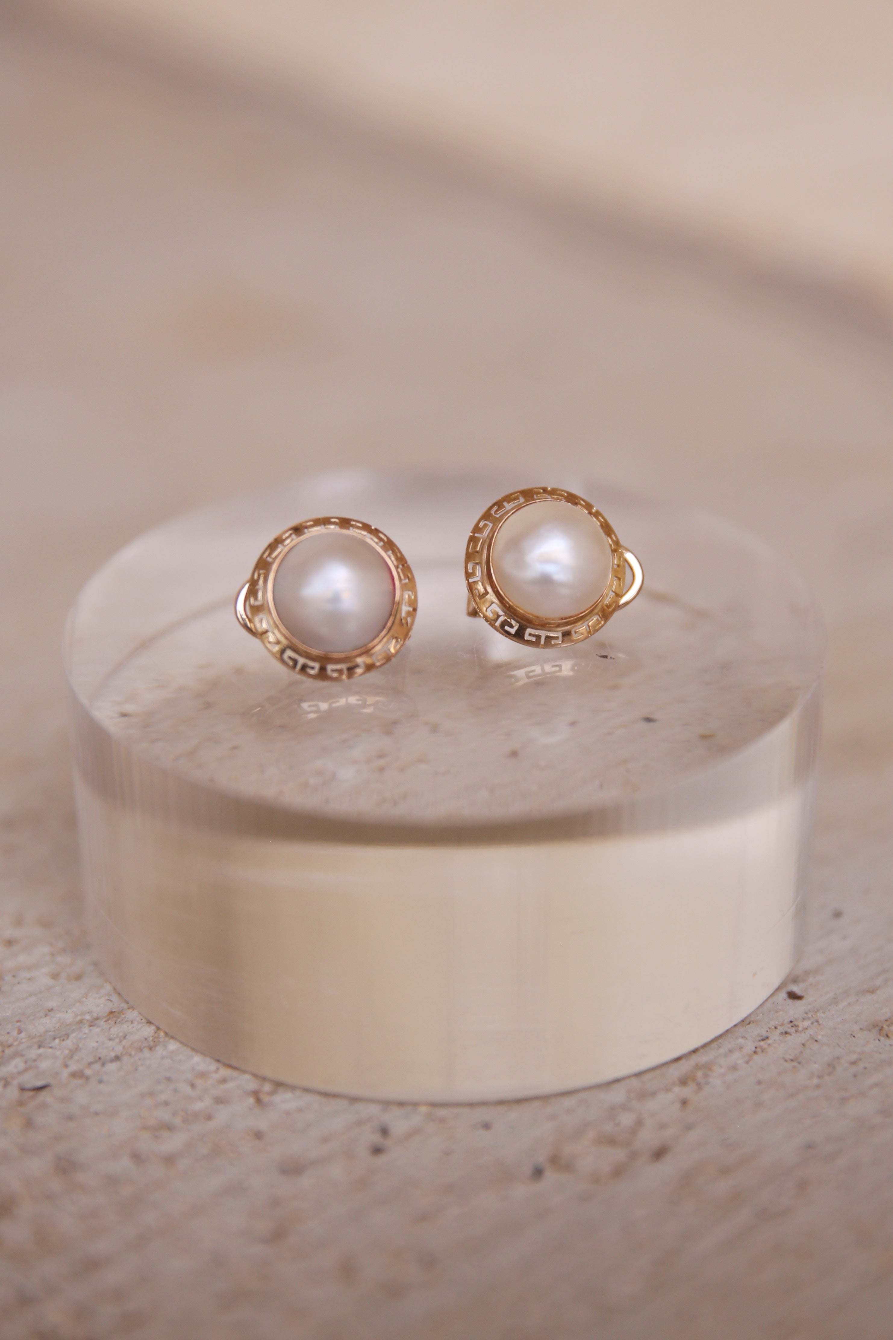 Mabe Pearl Earrings 14K YG