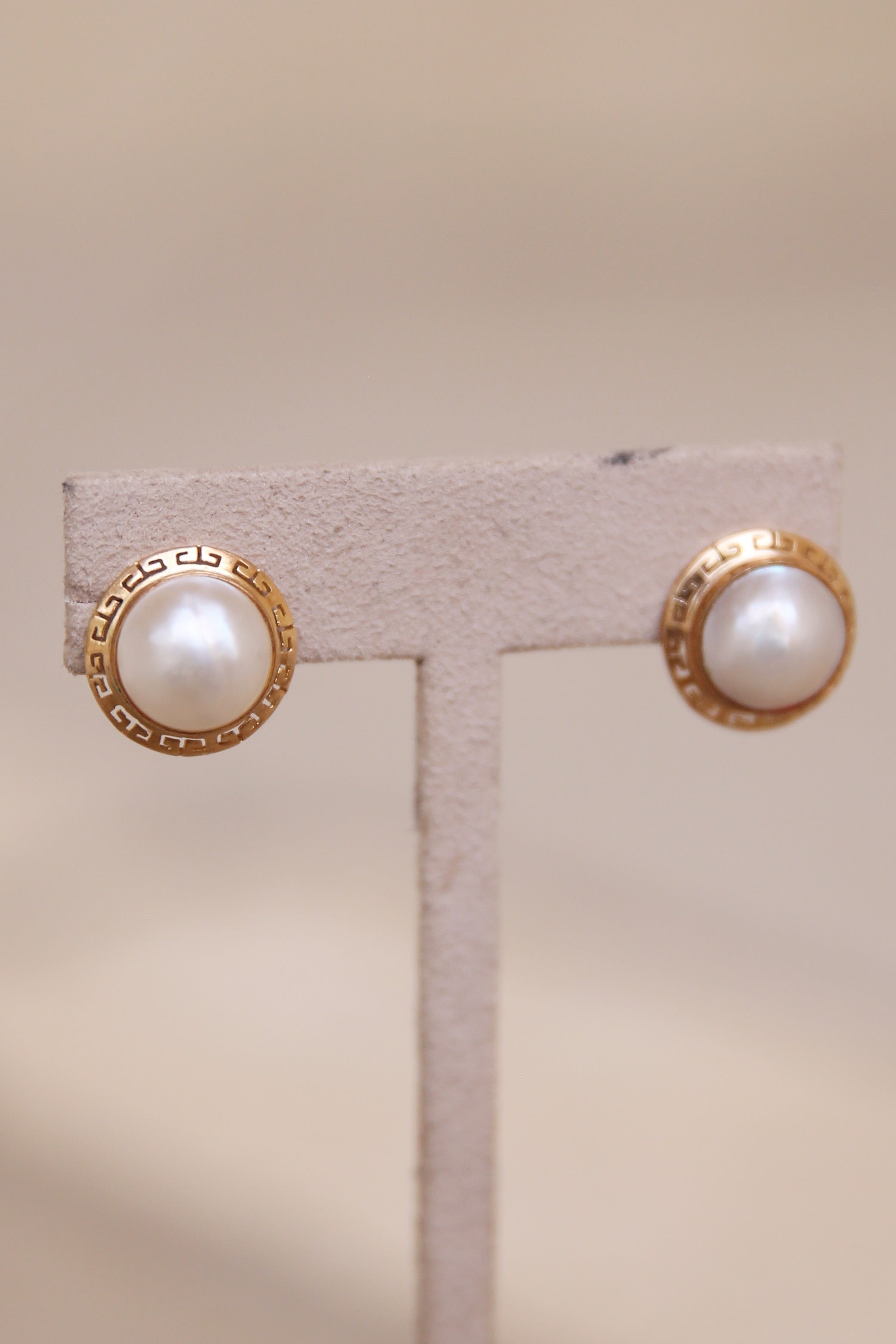 Mabe Pearl Earrings 14K YG