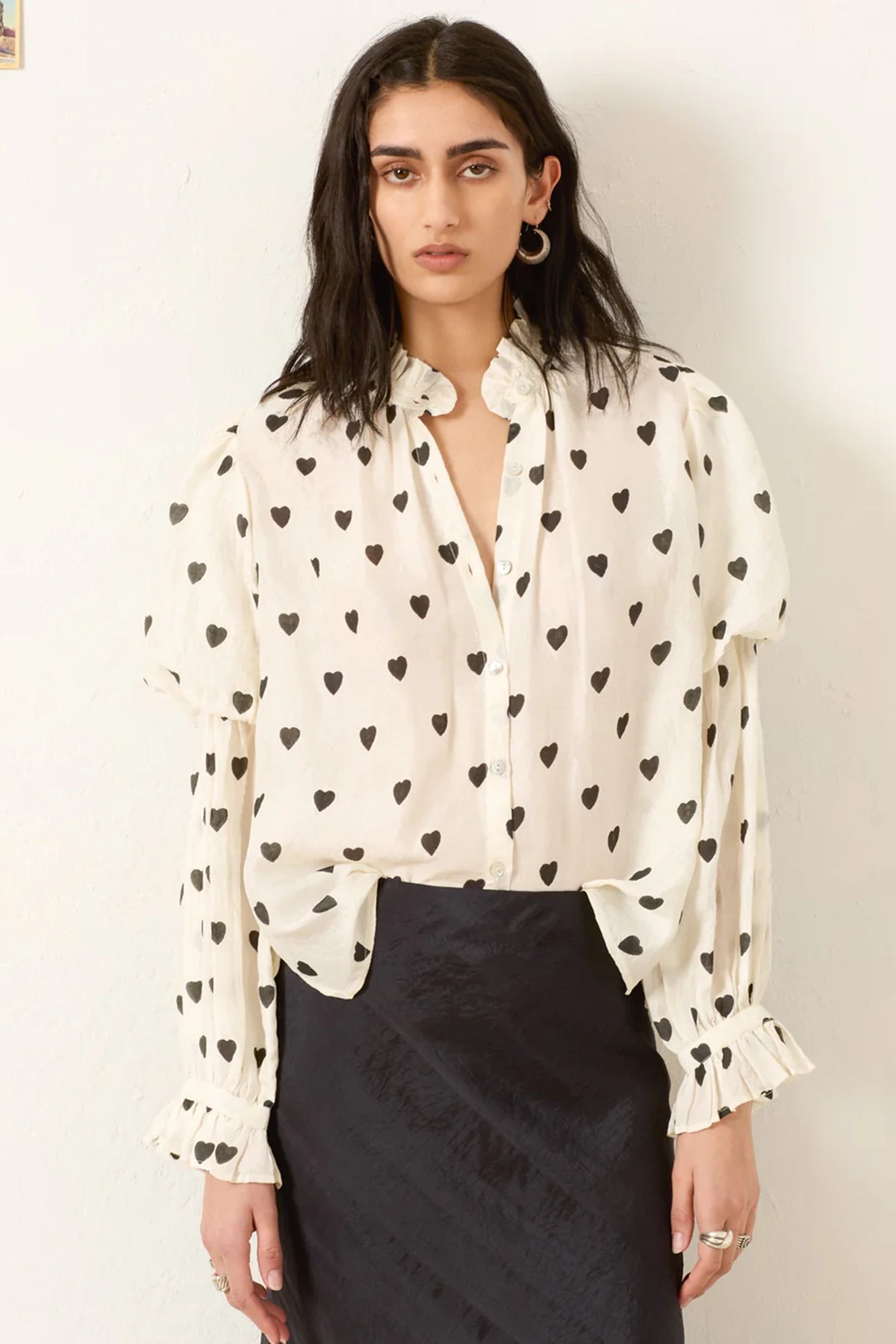 Mazie Onyx Heart Silk Shirt