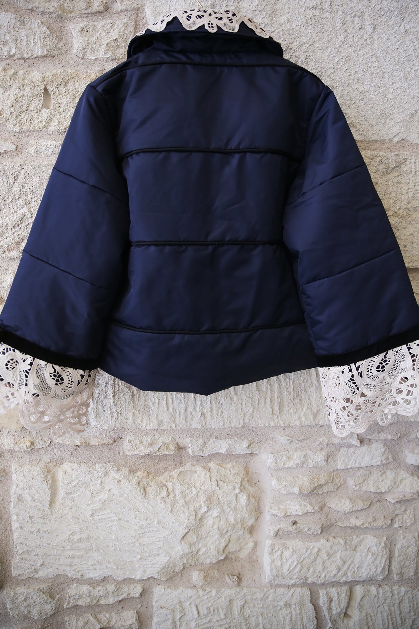 Medina Lace Puffer Jacket Navy