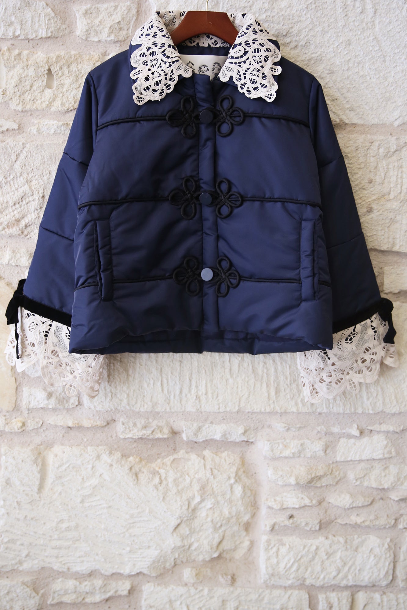 Medina Lace Puffer Jacket Navy