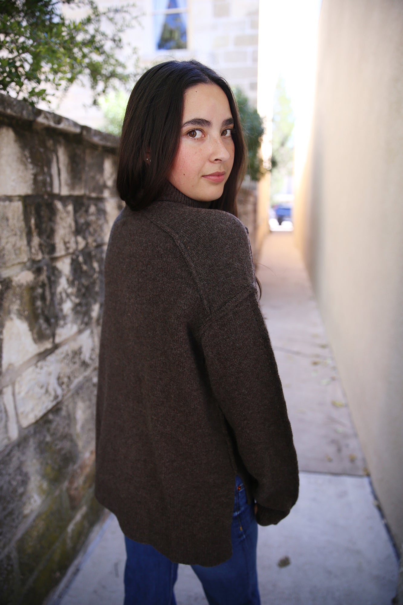 Melian Jordan Merino Wool/Cashmere Turtleneck Brown