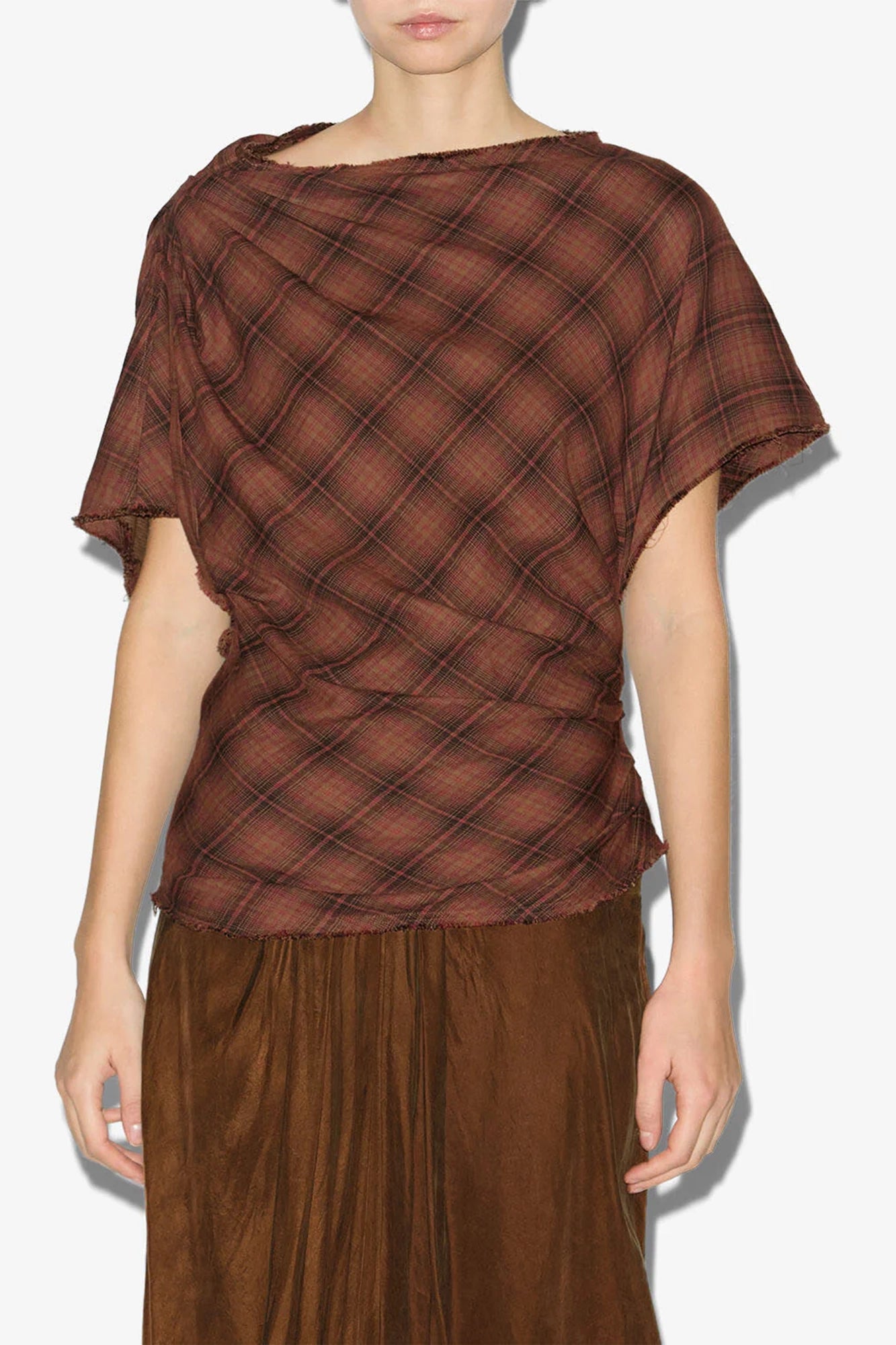 Neyela Asymmetrical Checkered Top