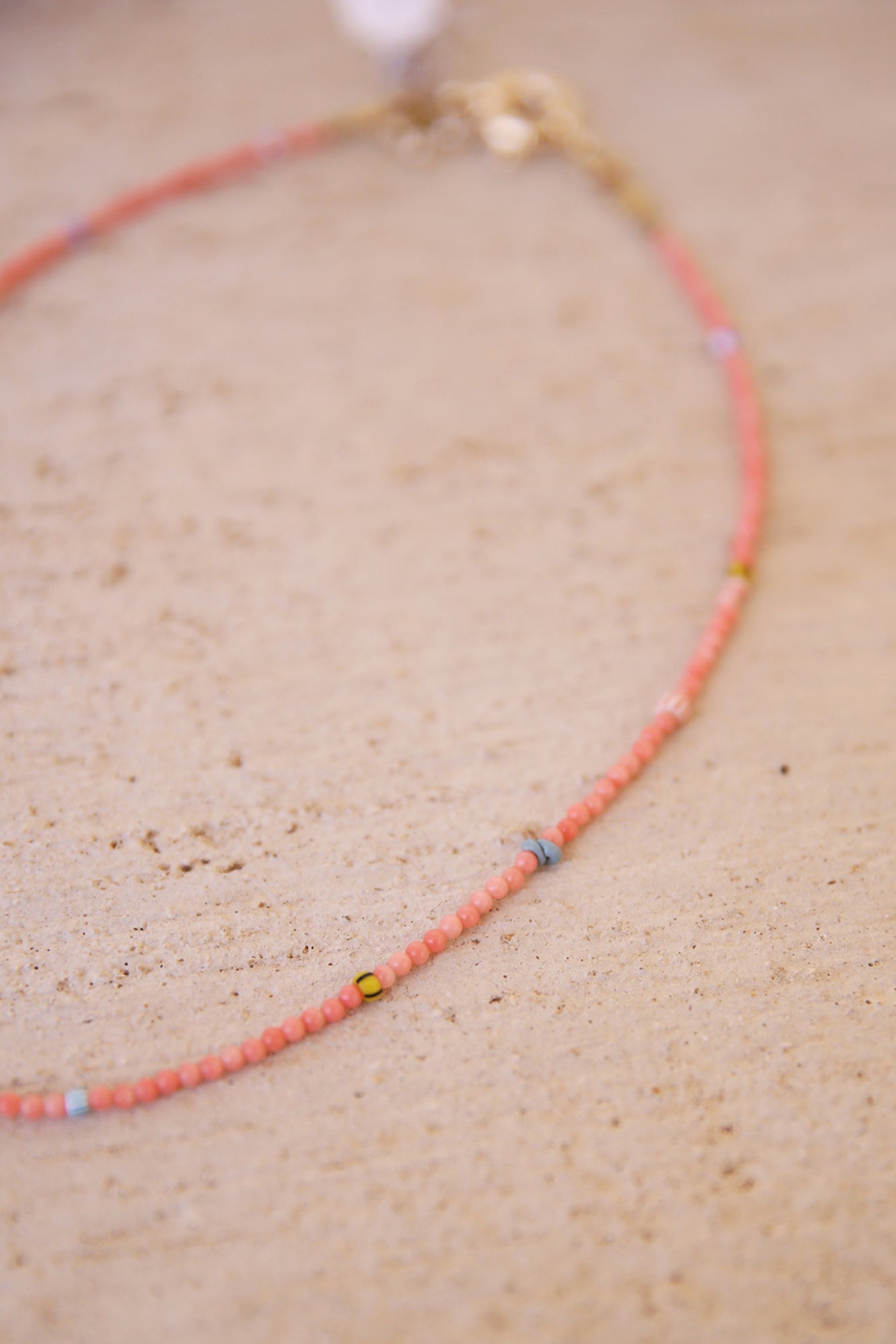 Necklace of Pink Coral w/ African Trade Beads + Heart Charm