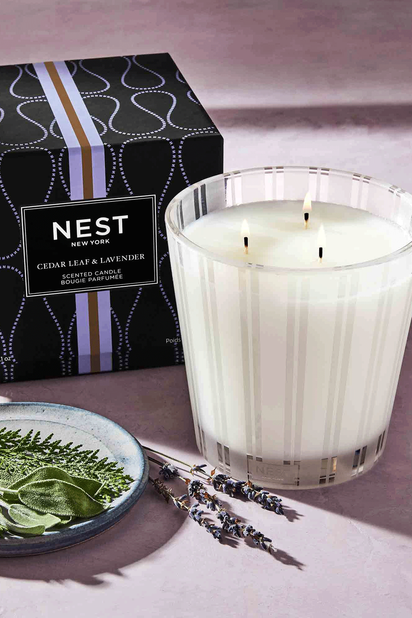 Cedar Leaf & Lavender 3 Wick Candle