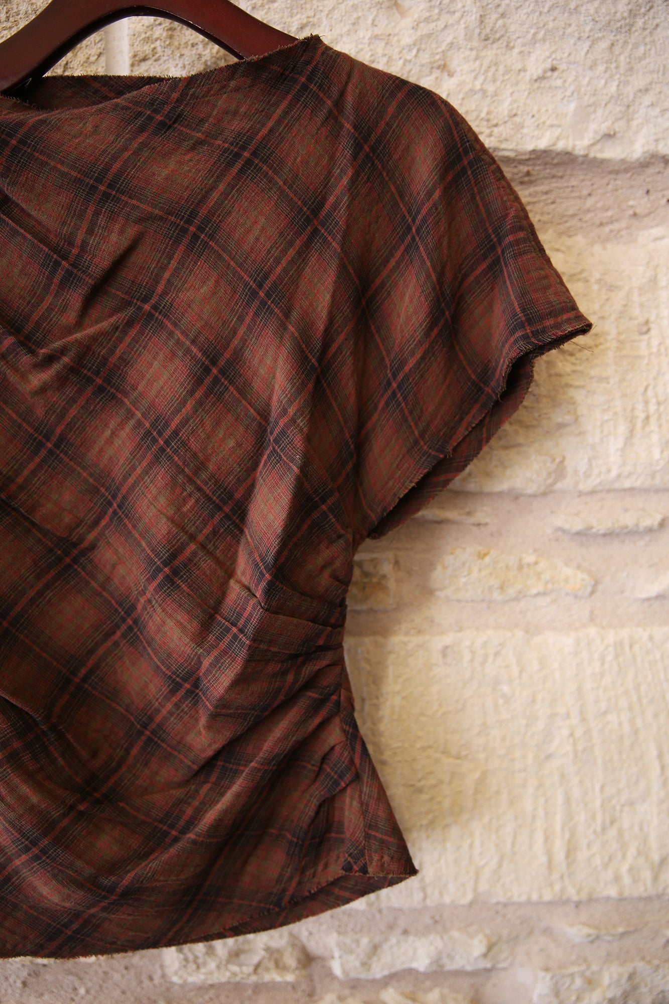 Neyela Asymmetrical Checkered Top