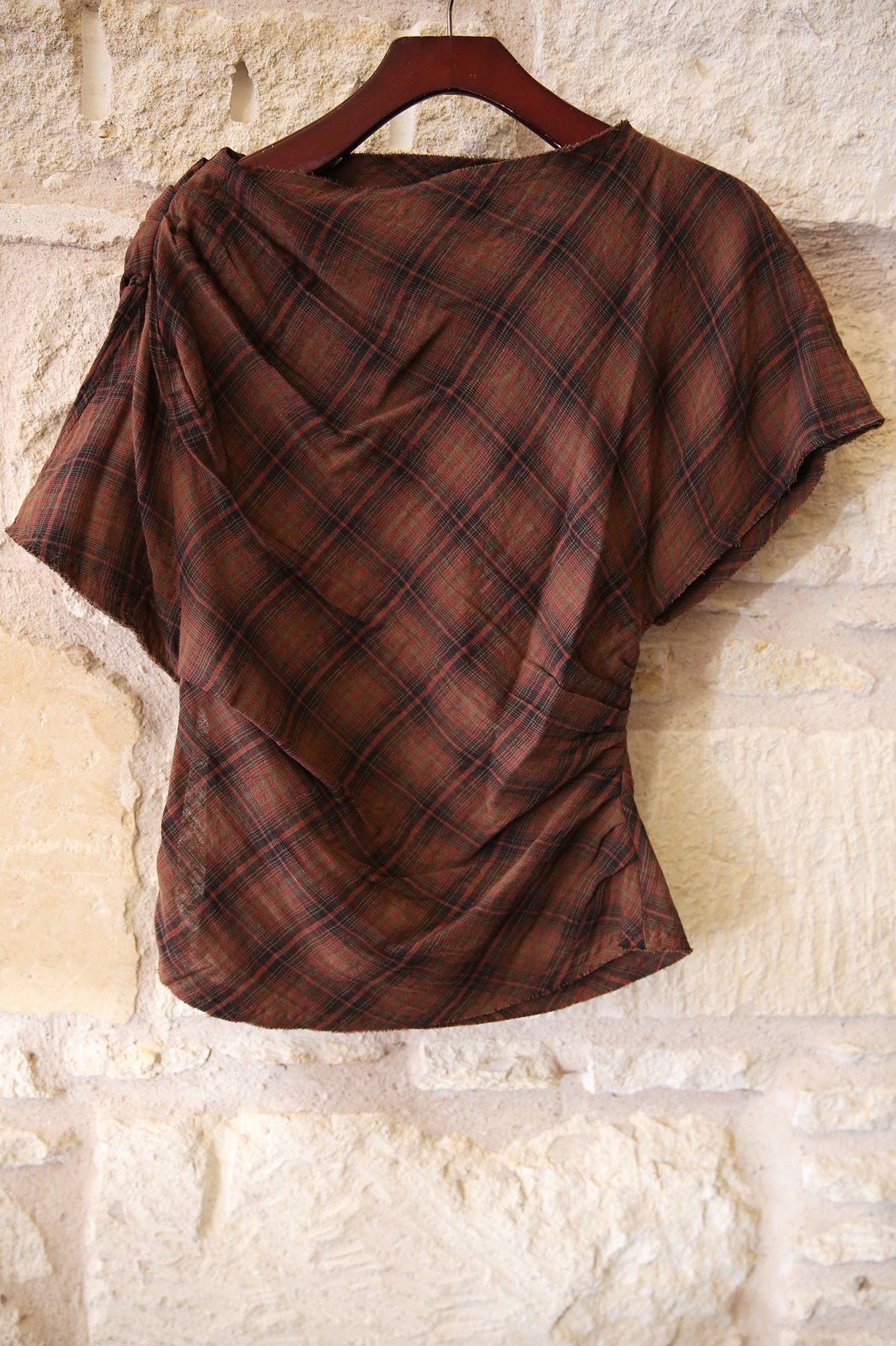 Neyela Asymmetrical Checkered Top