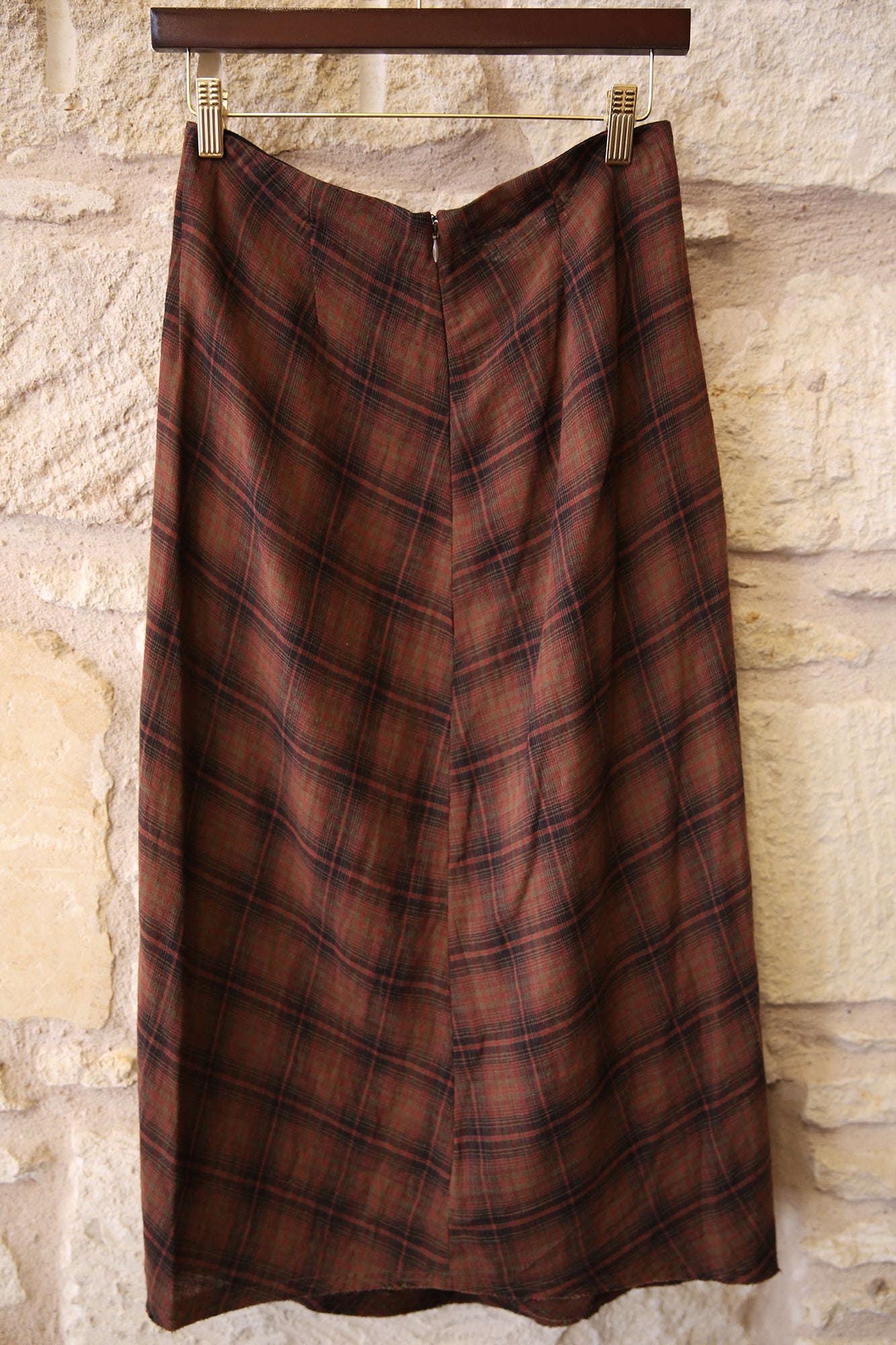 Nicole Draped Checkered Midi Skirt