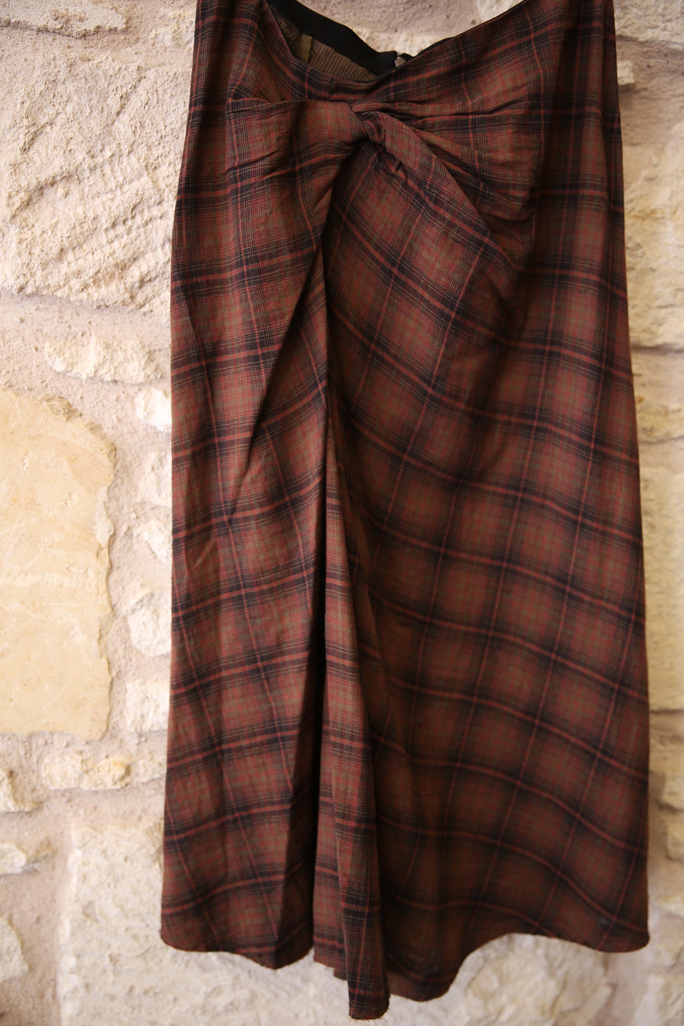 Nicole Draped Checkered Midi Skirt