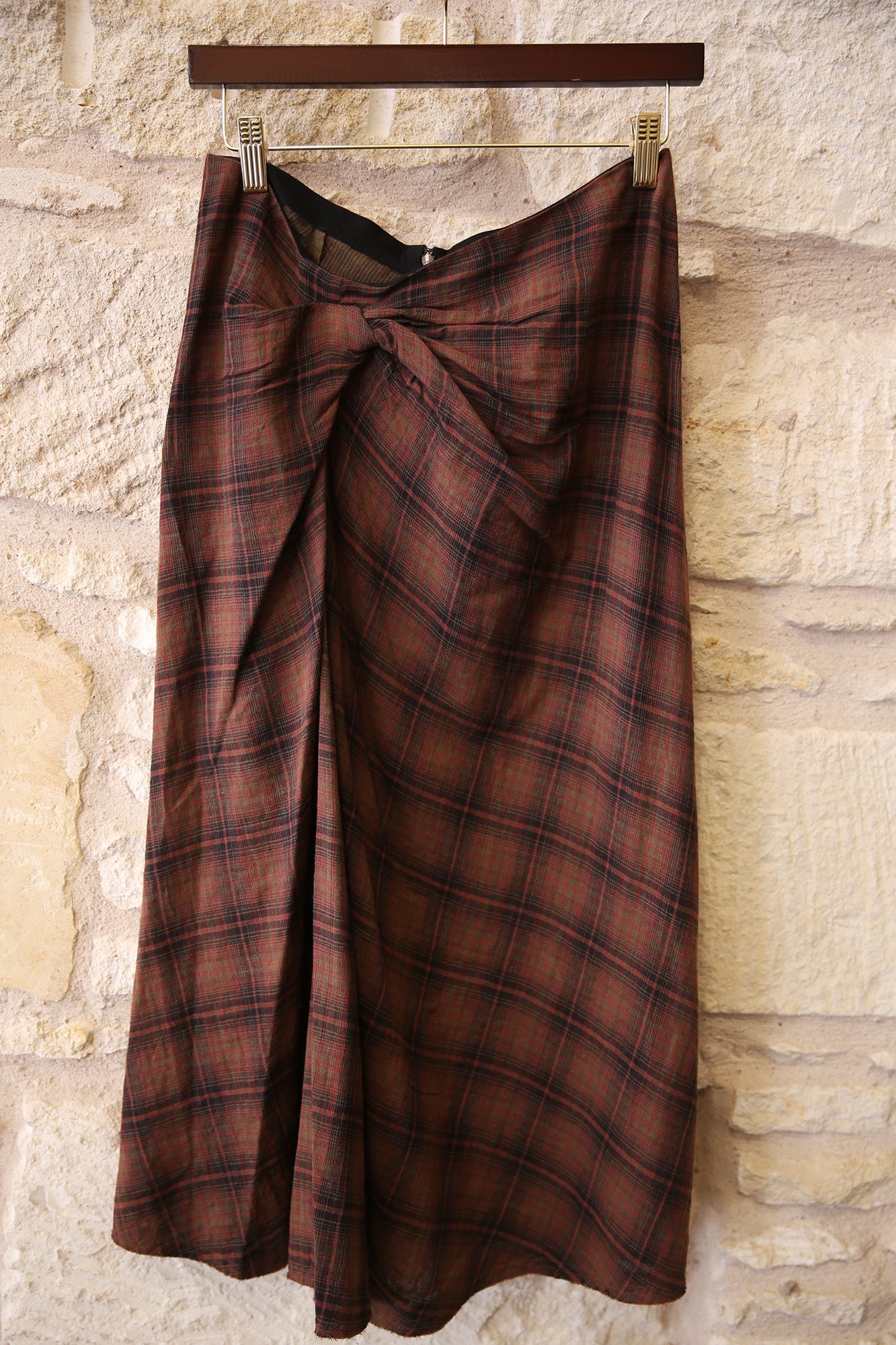 Nicole Draped Checkered Midi Skirt
