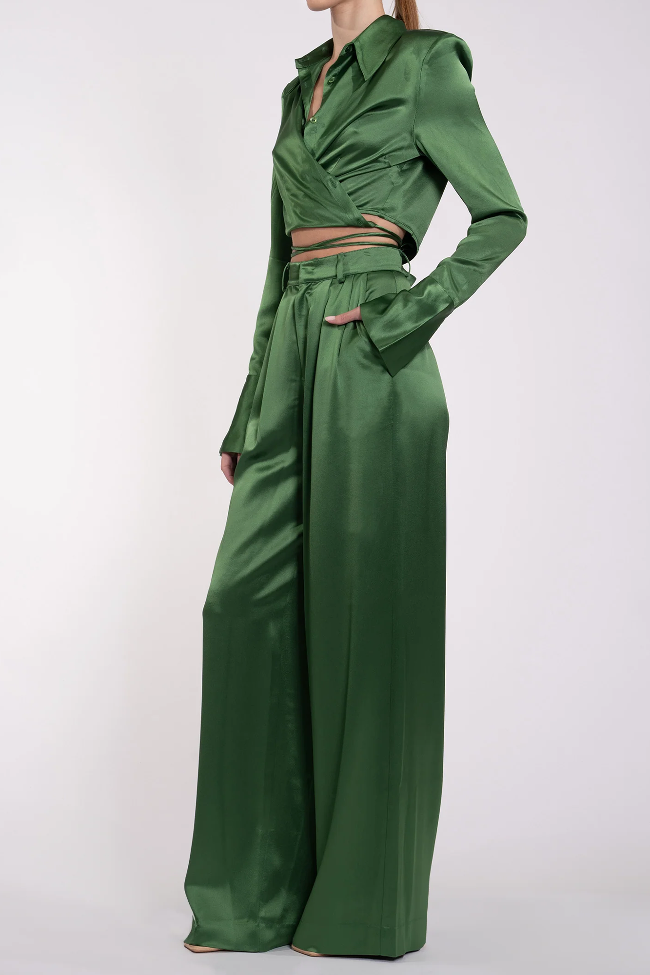 Paris Wide Leg Pant Dark Artichoke
