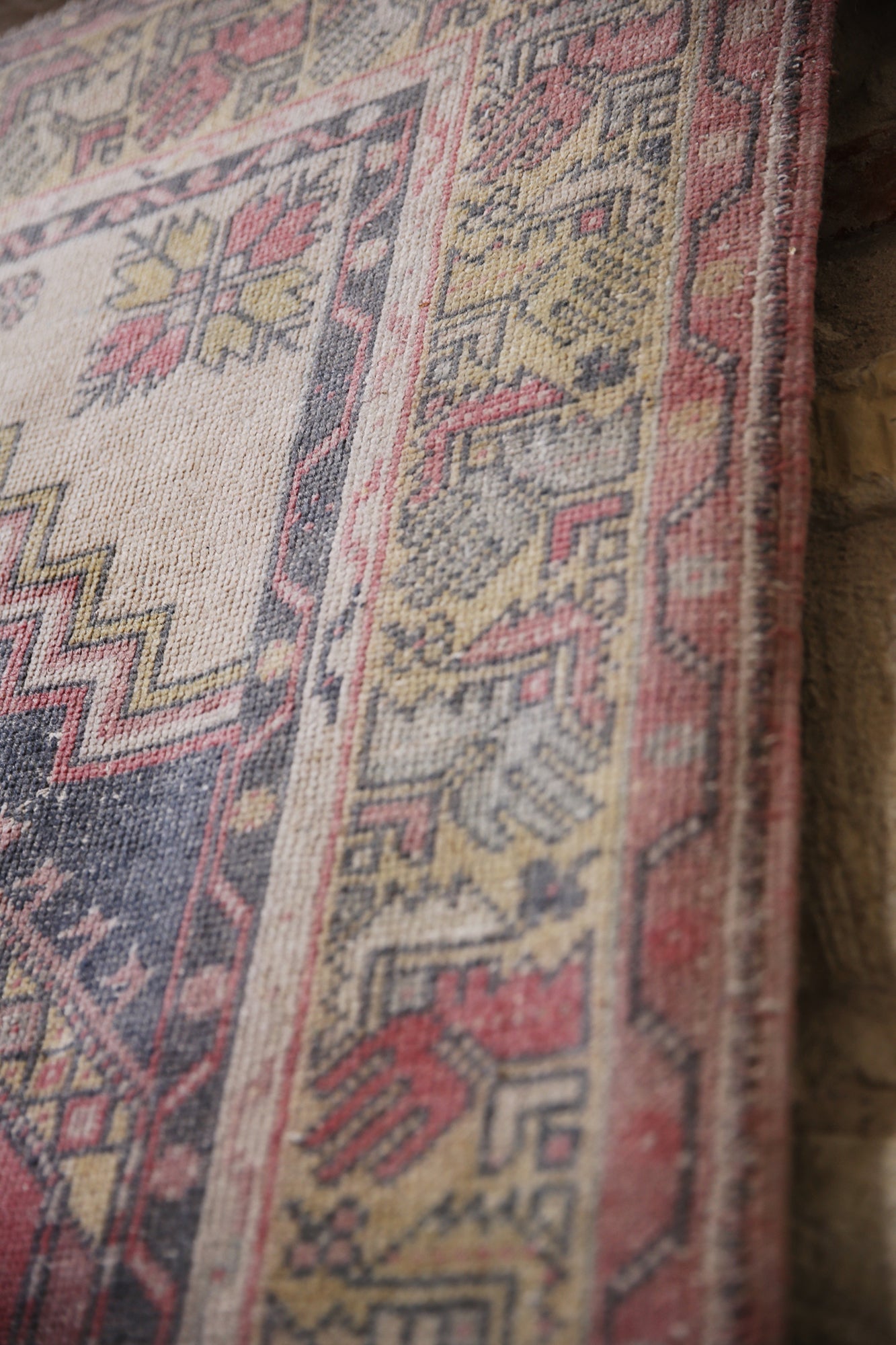 OH Vintage Turkish Runner Red/Black/Yellow,  4’1” x 7’