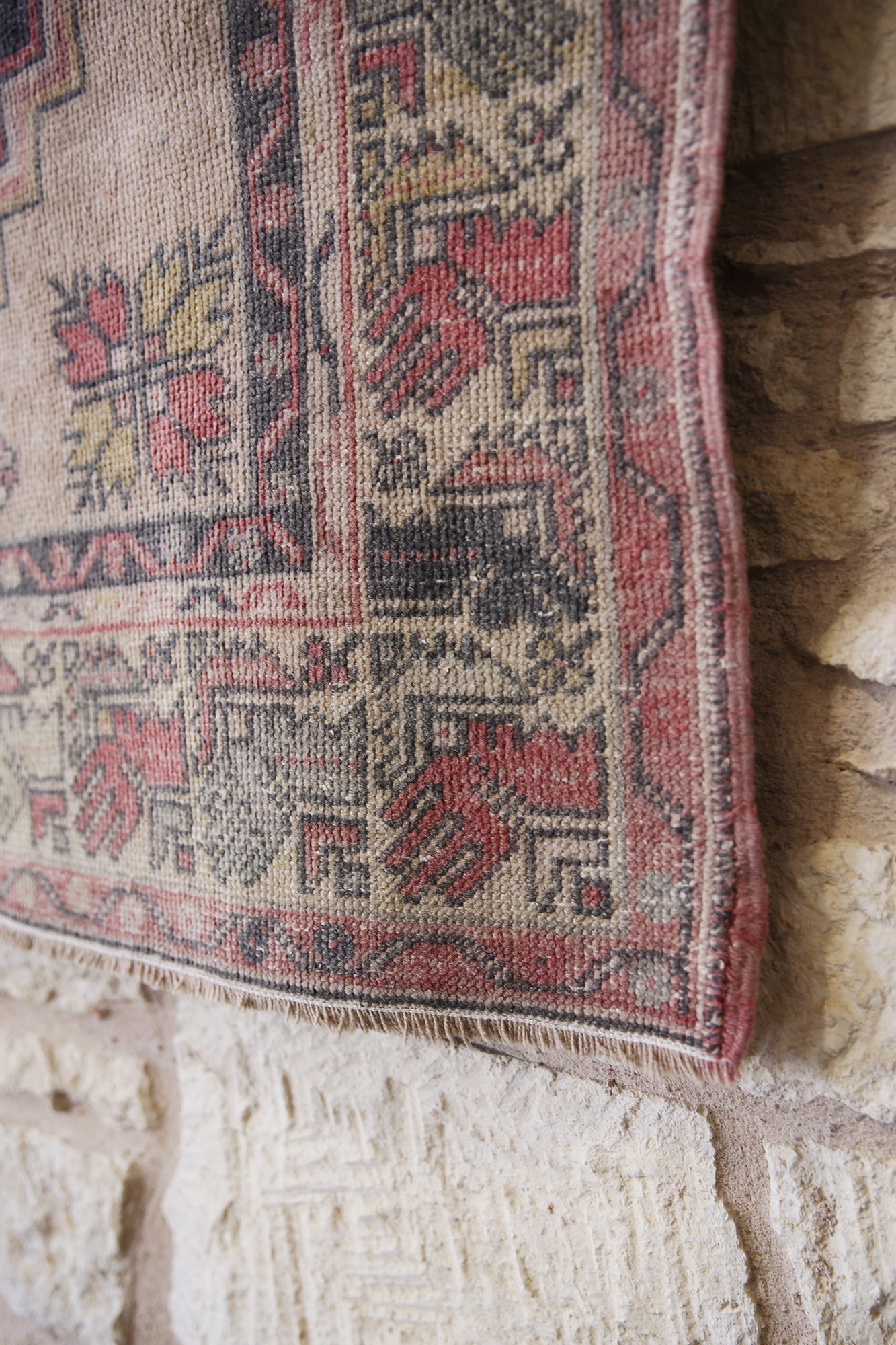 OH Vintage Turkish Runner Red/Black/Yellow,  4’1” x 7’