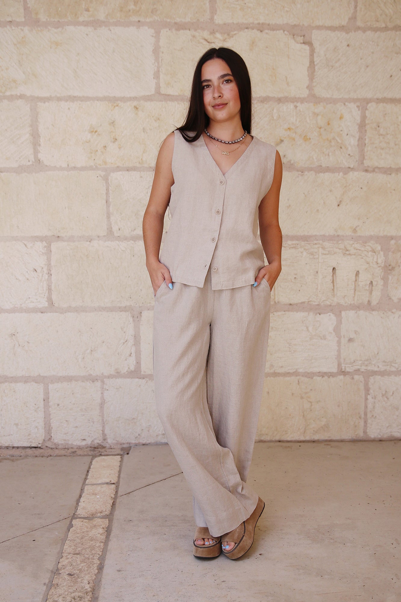 Organic Linen Vest Undyed Natural