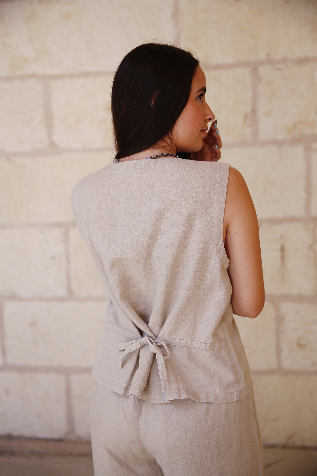 Organic Linen Vest Undyed Natural