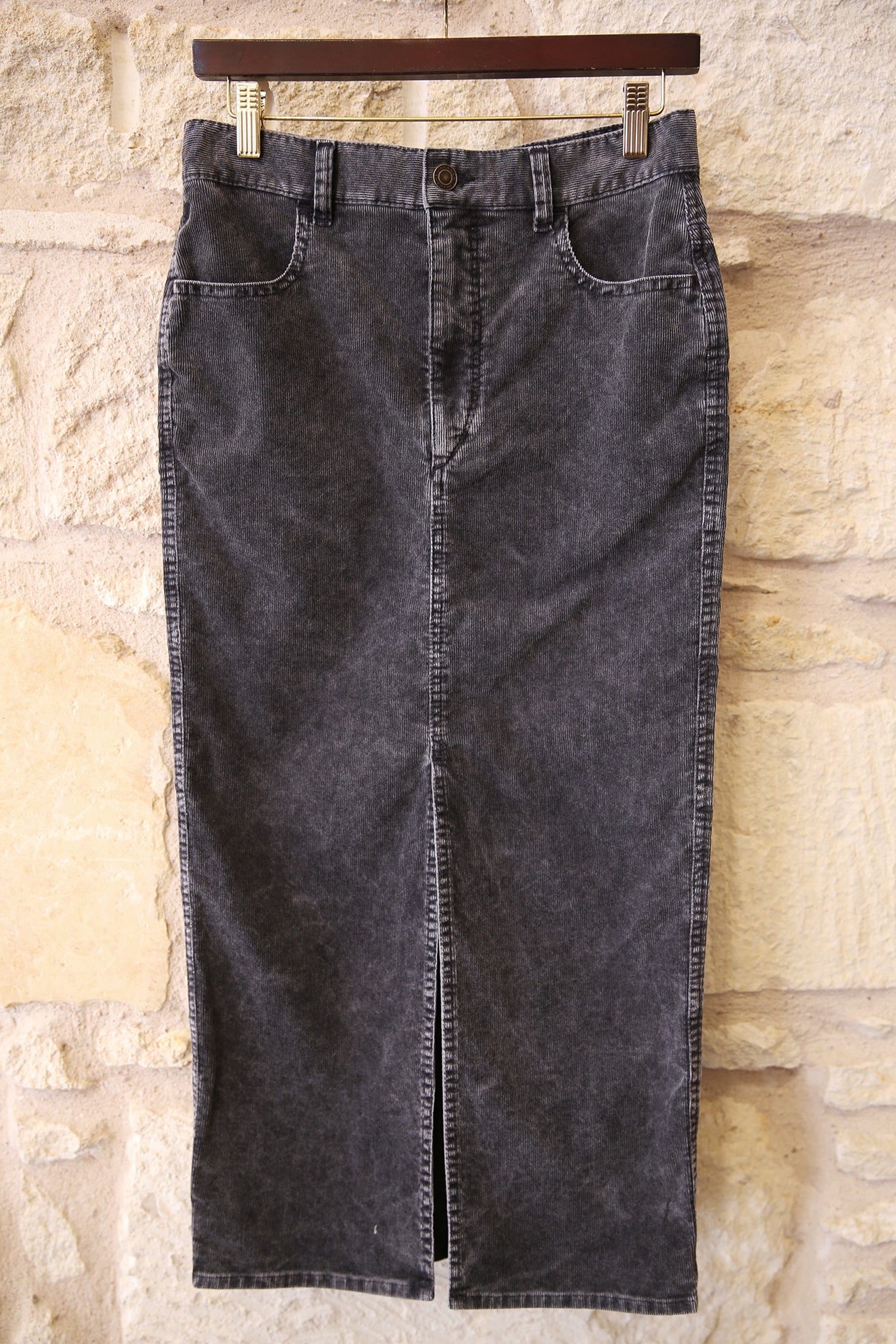 Odalie Long Washed Corduroy Skirt
