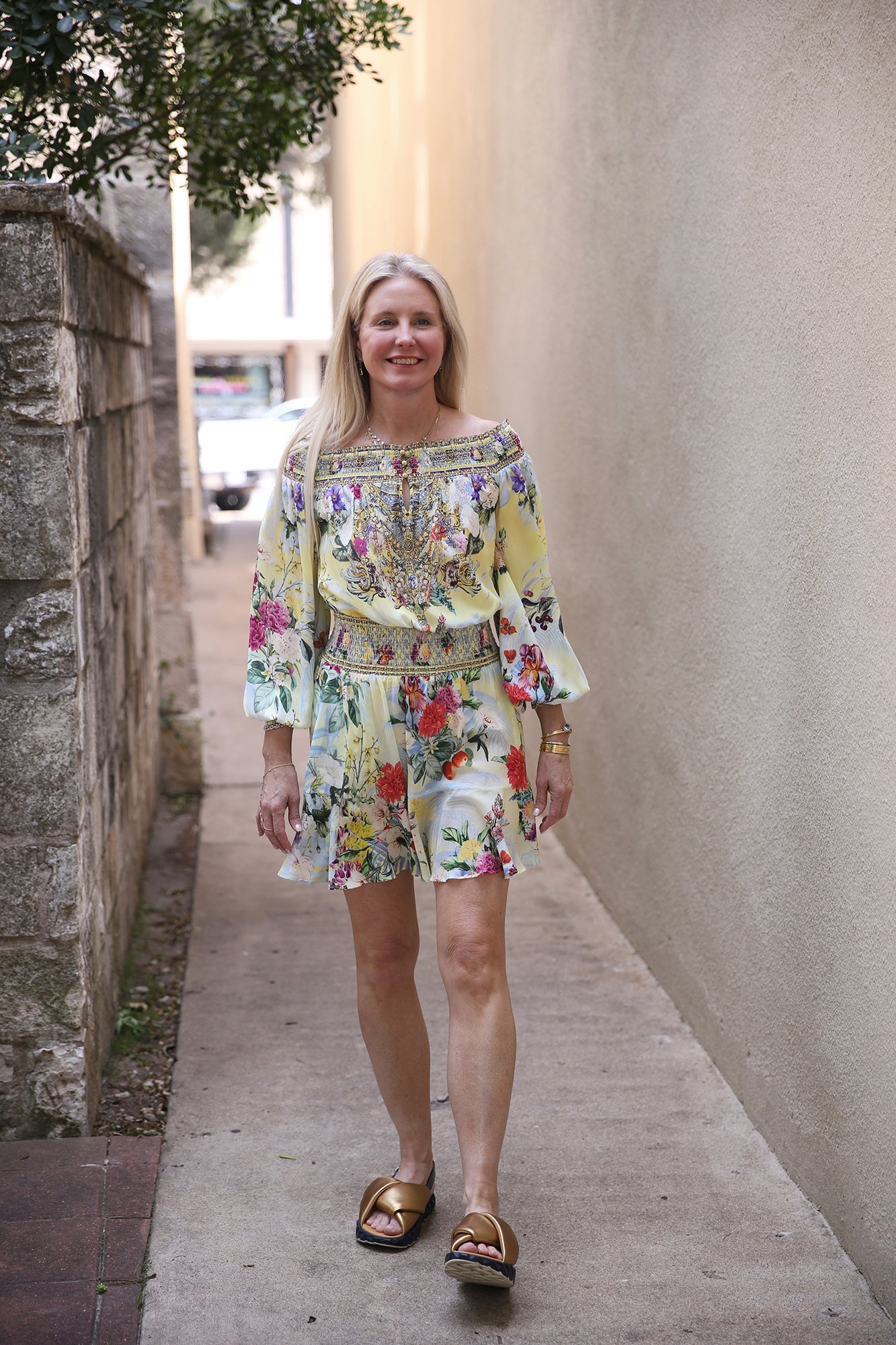 Off Shoulder Short Dress Flor Fantastica