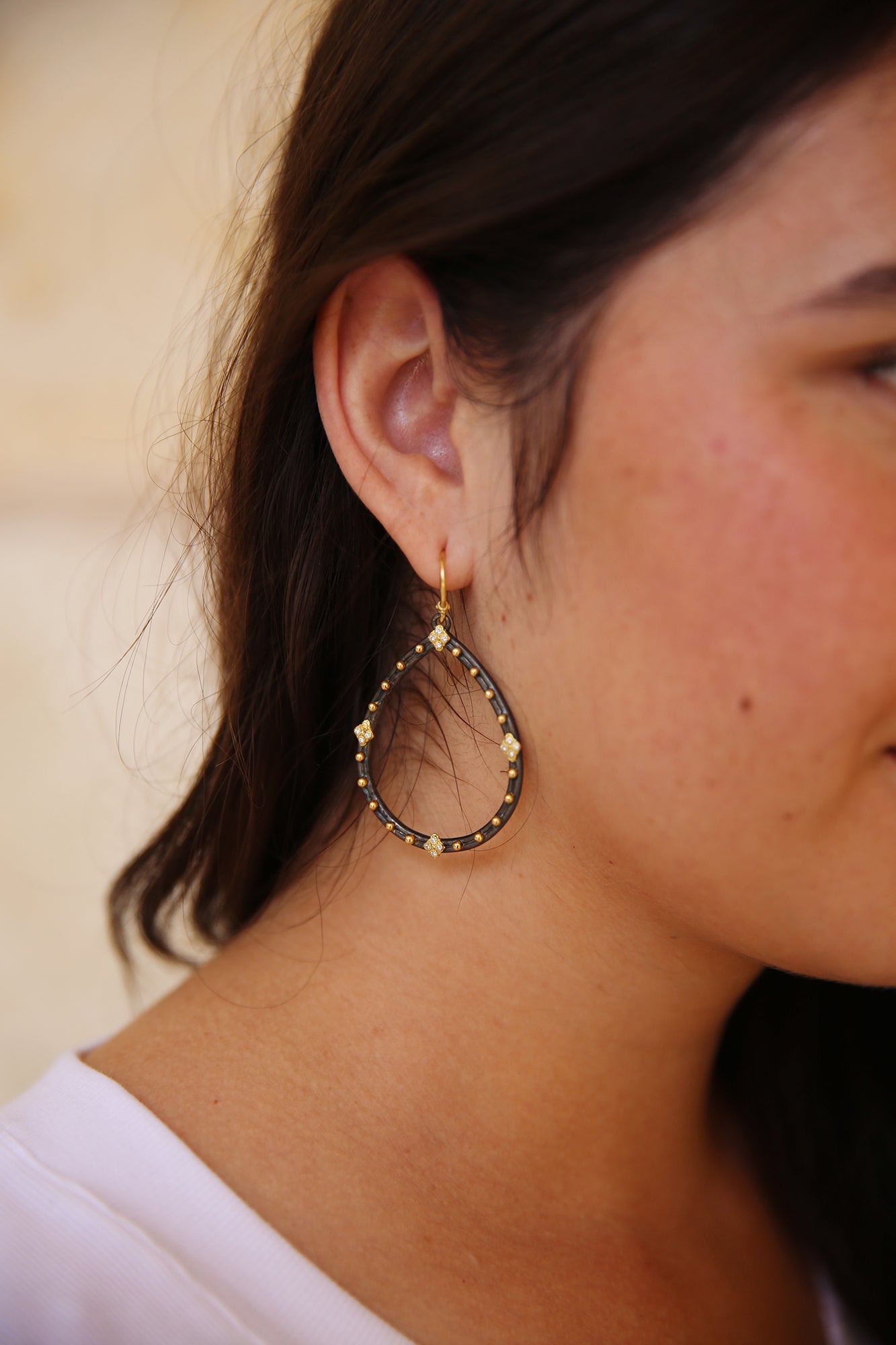 Old World Open Pear Earring