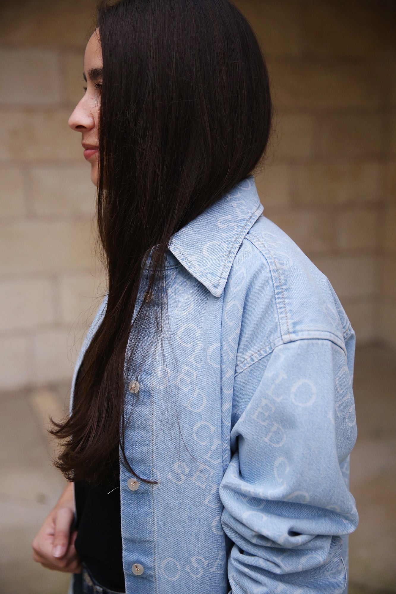 Boxy CLOSED Logo Denim Shirt