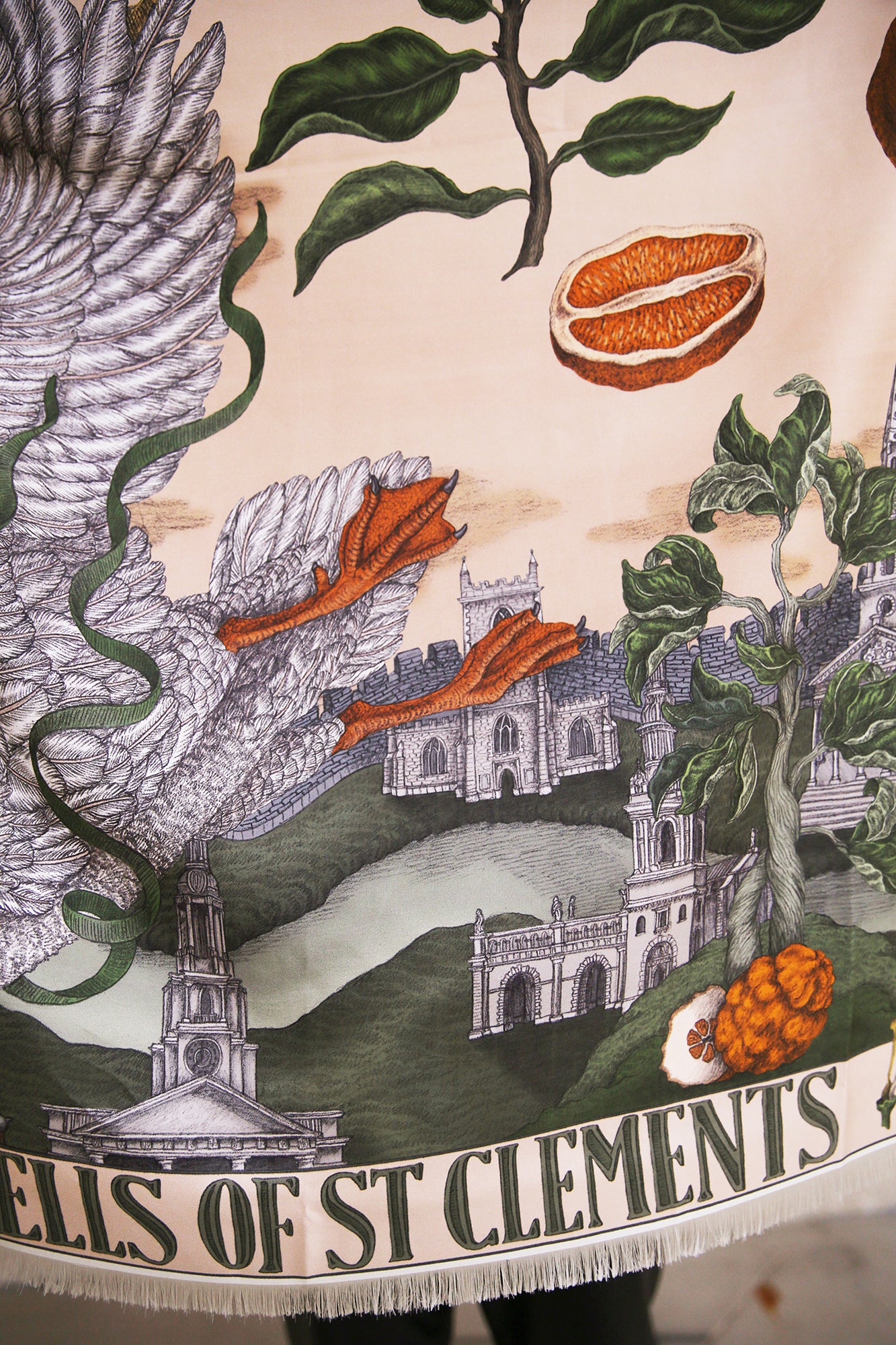 Oranges and Lemons 100% Silk Twill Rectangular Scarf 135cm x 195cm