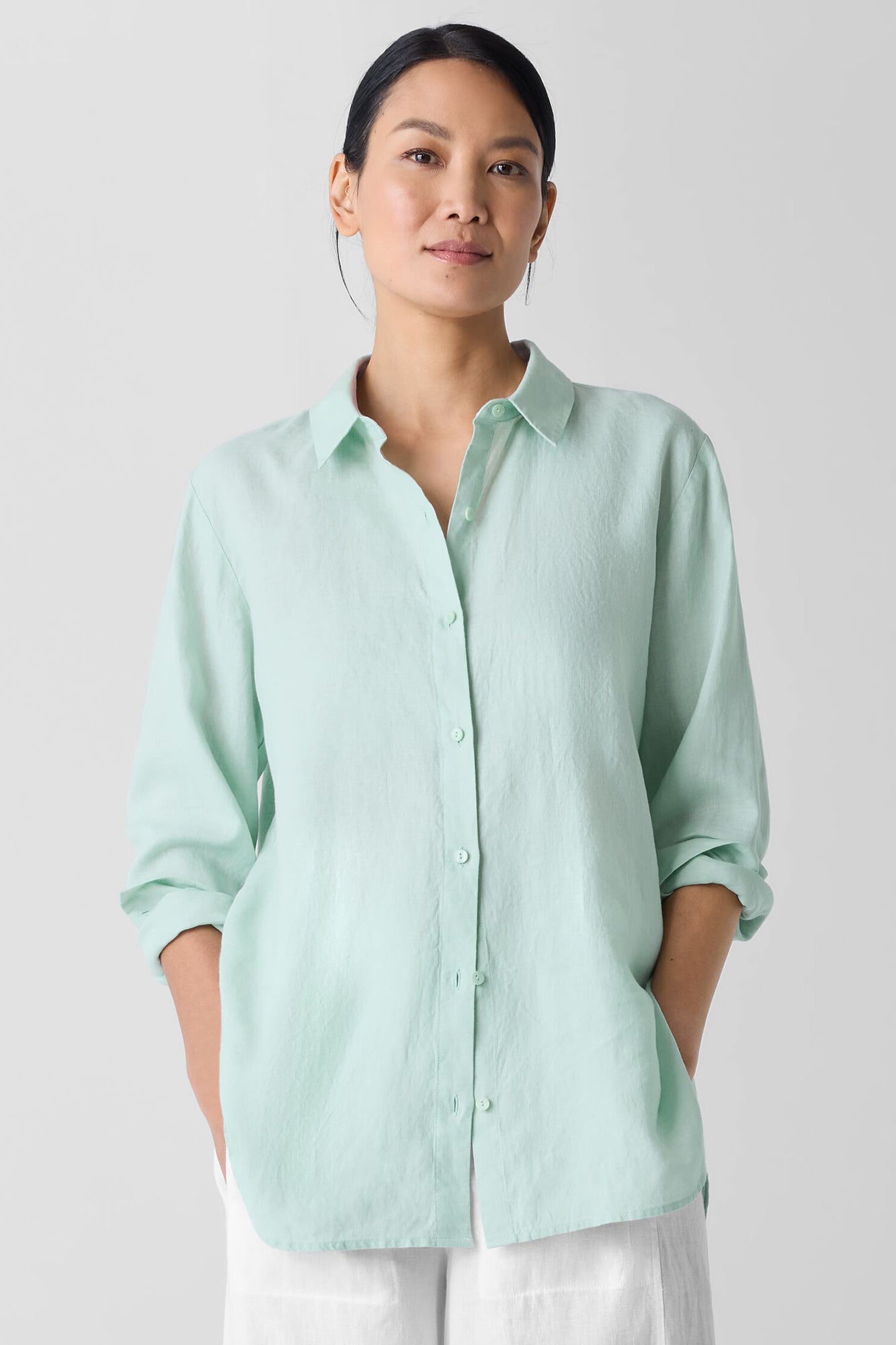 Organic Handkerchief Linen Classic Collar Shirt
